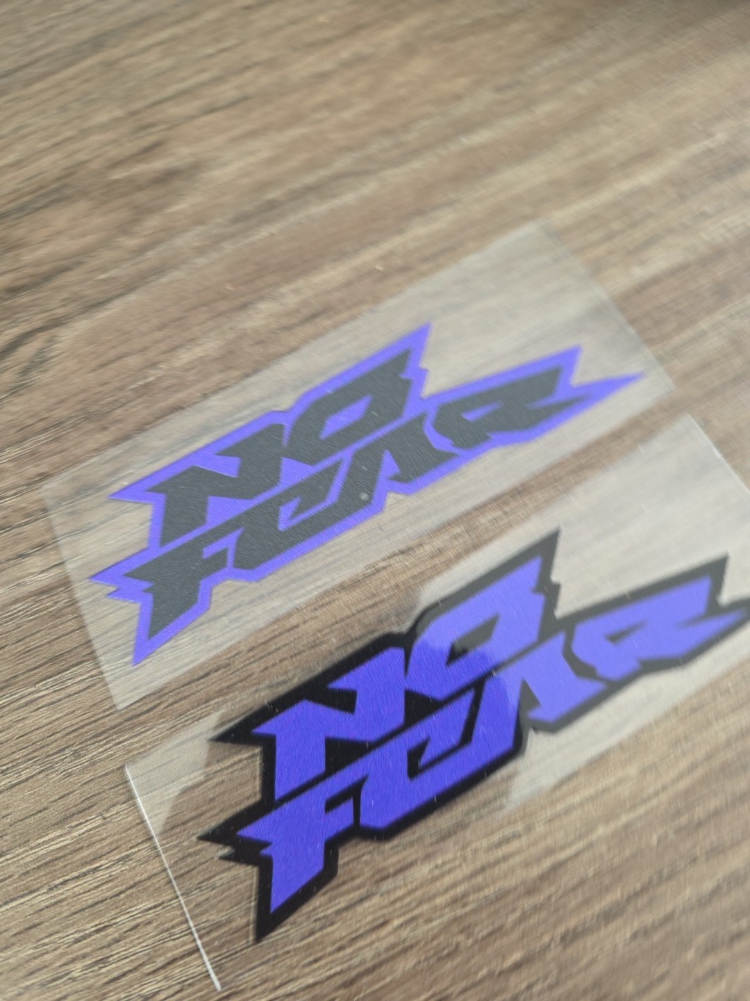 2X NO FEAR Purple & Black Outlined Raised UV DTF DECAL STICKER Waterproof 4in
