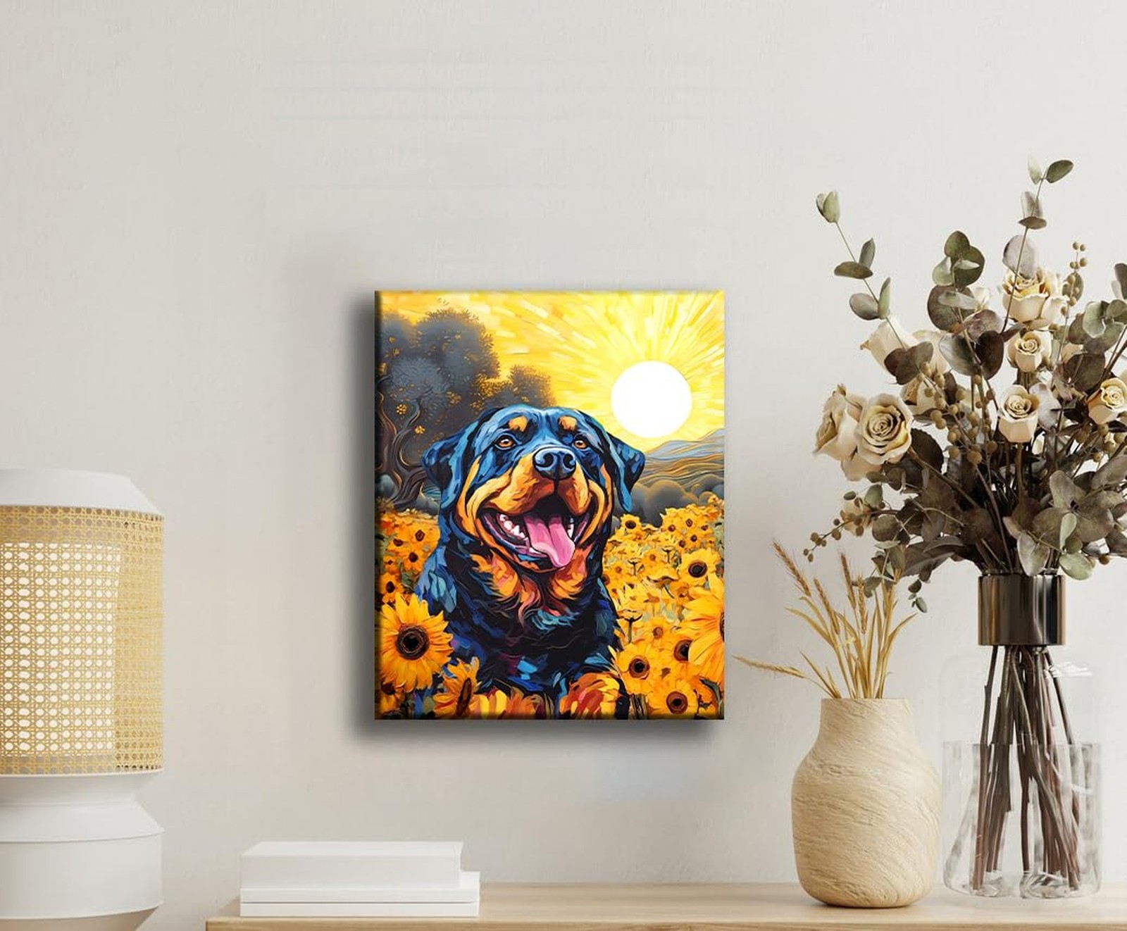 Dog Canvas Wall Art,Funny Dog Canvas Wall Art, Cute Puppy Animal Pictures Wal…