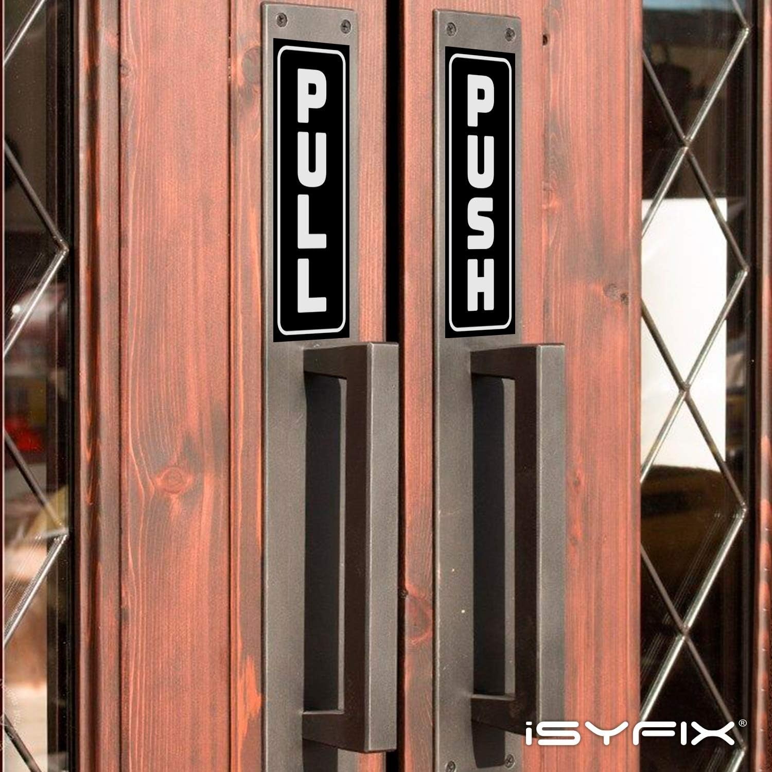 Push Pull Stickers Sign – 2 Pack 2×5 inch -Vertical Decal Self-Adhesive, Blac…