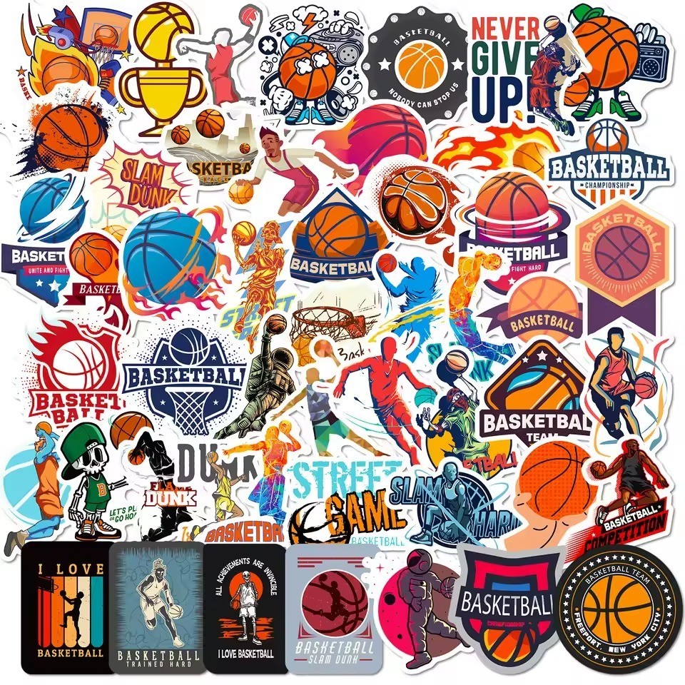 Basketball Stickers – Waterproof Vinyl Decals for Laptop, Water Bottle