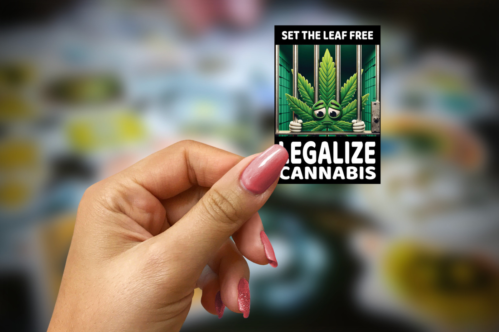 Set the Leaf Free, Legalize Cannabis 2×3" Waterproof Vinyl Decal – Free Shipping