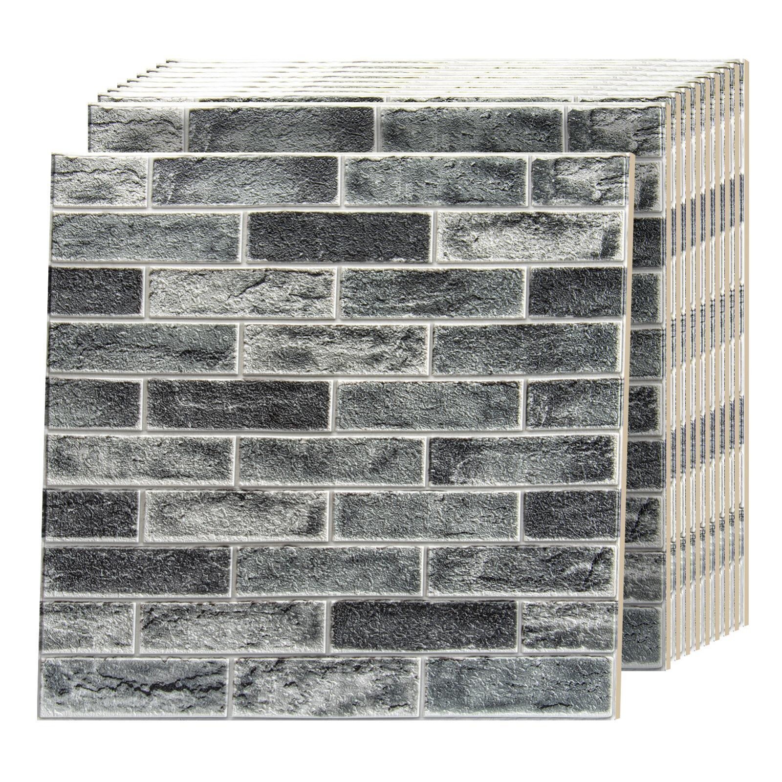 Art3d 20pcs 27.5"x27.5" Self-adhesive Foam Faux Brick Wall Sticker