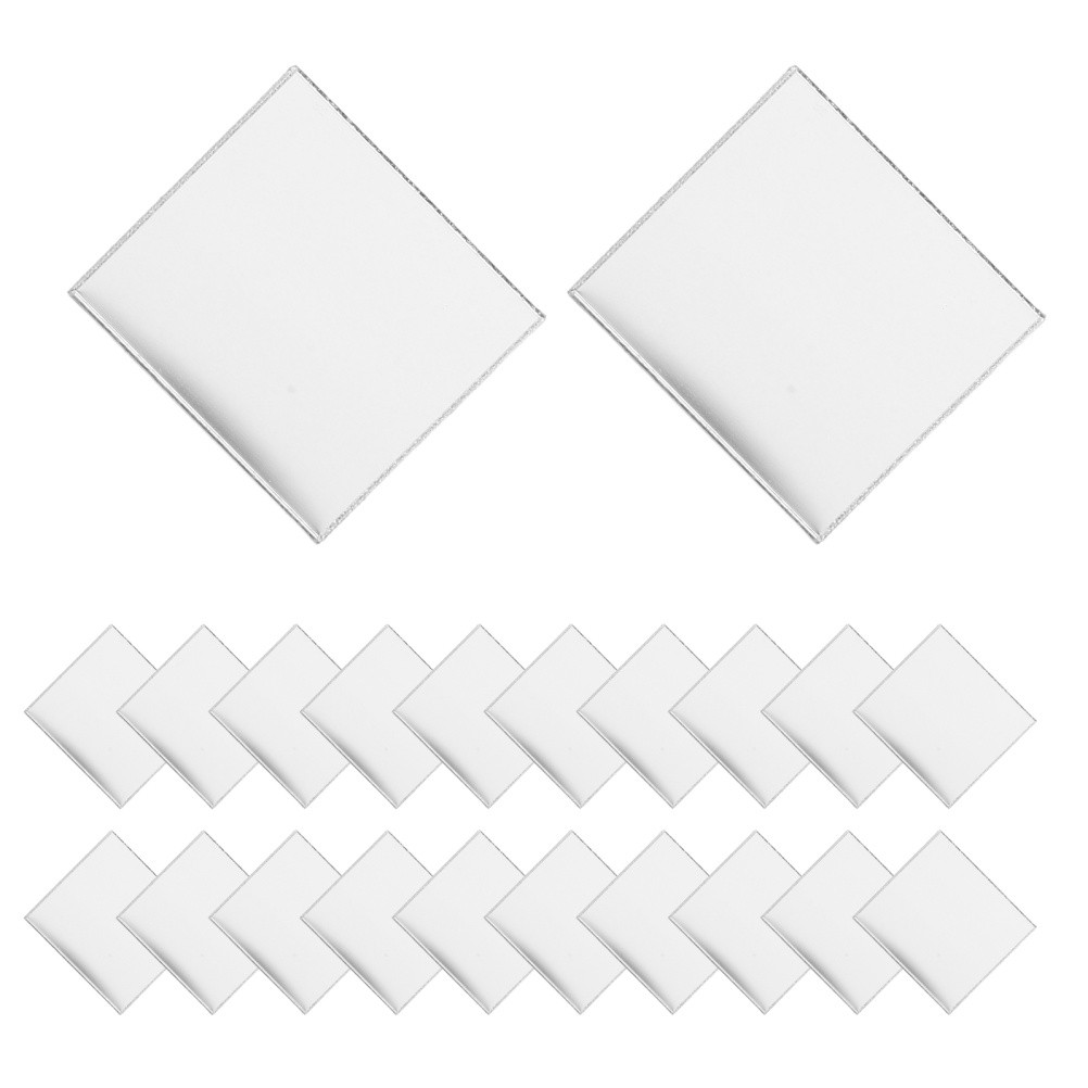 200 Pcs Mosaic Mirror Sticker Small Square Tiles Miniature Craft Mirrors