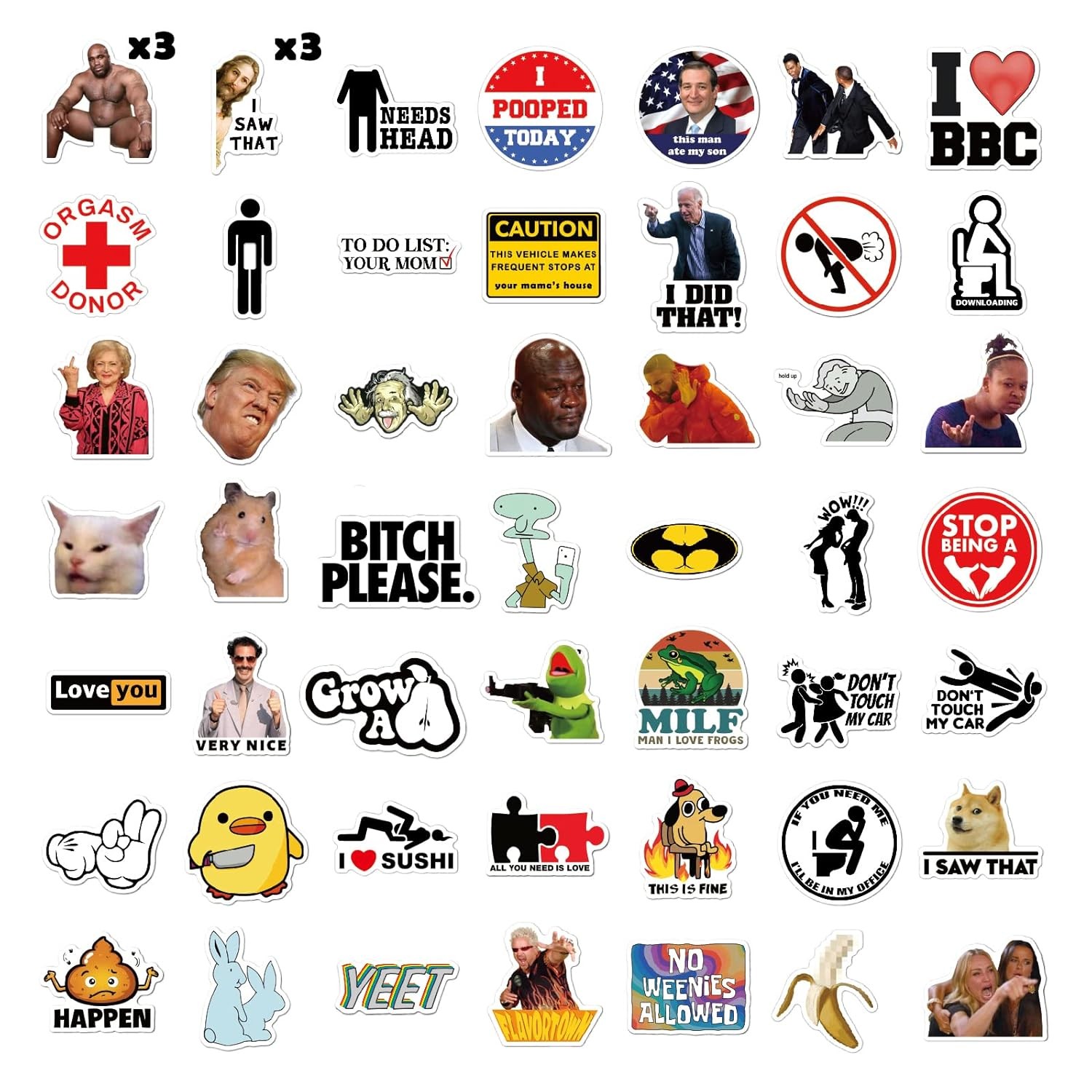 Funny Stickers for Adults Prank Meme Dirty Stickers Large Sticker Pack 105pcs