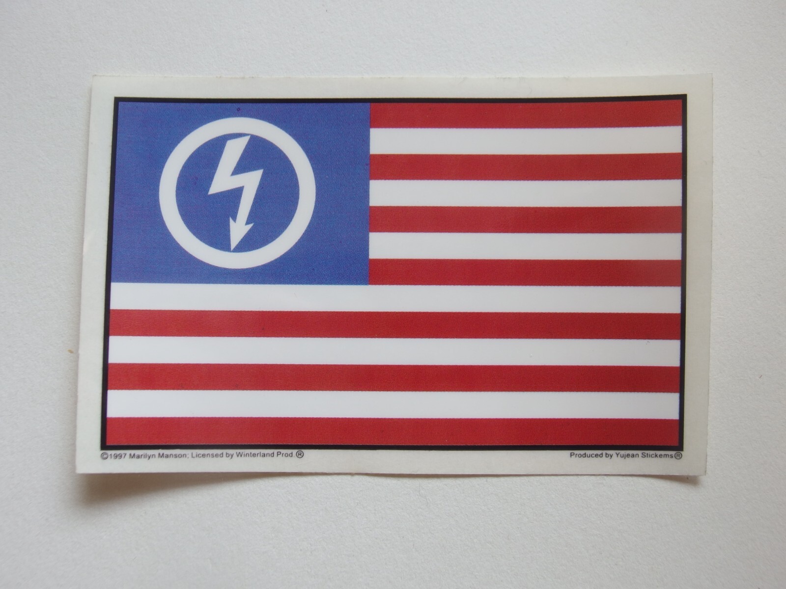 Vintage Marilyn Manson Shock Flag Sticker 1997 Rare Yujean Winterland 3.5"