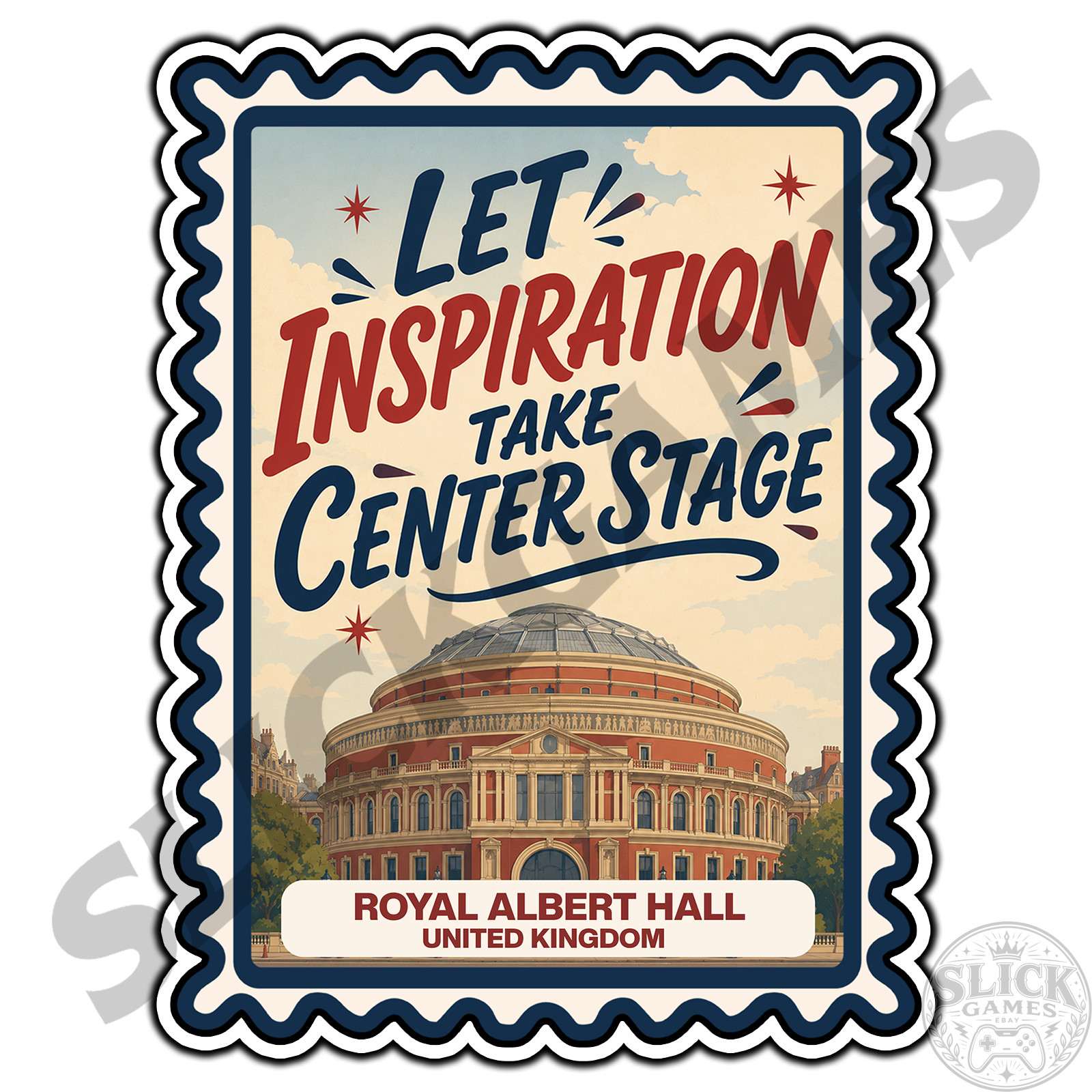 Royal Albert Hall UK Travel Quote Postage Stamp Sticker #1 Waterproof Vinyl