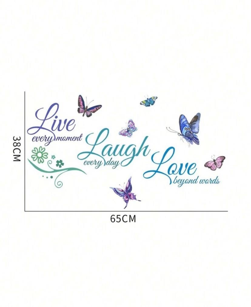 1 PCs Self-Adhesive PVC Wall Sticker Creative Slogan Butterfly Graphic