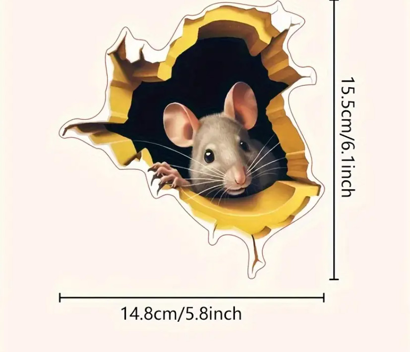 Rat Mouse Hole Wall Sticker Realistic Adhesive Decal Living Room Bedroom humor