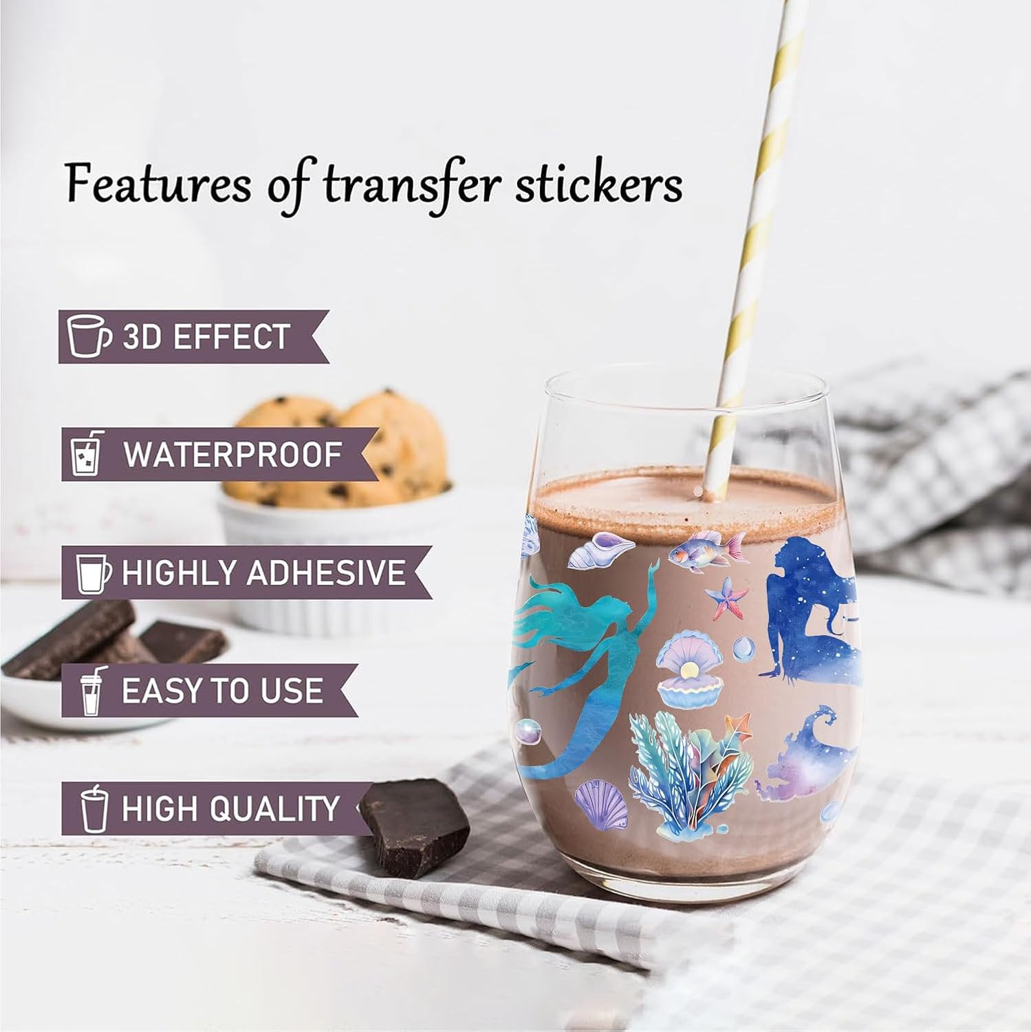 5Pcs Cartoon Animal UV DTF Transfer Stickers for Glass Cups, Waterproof Decals,