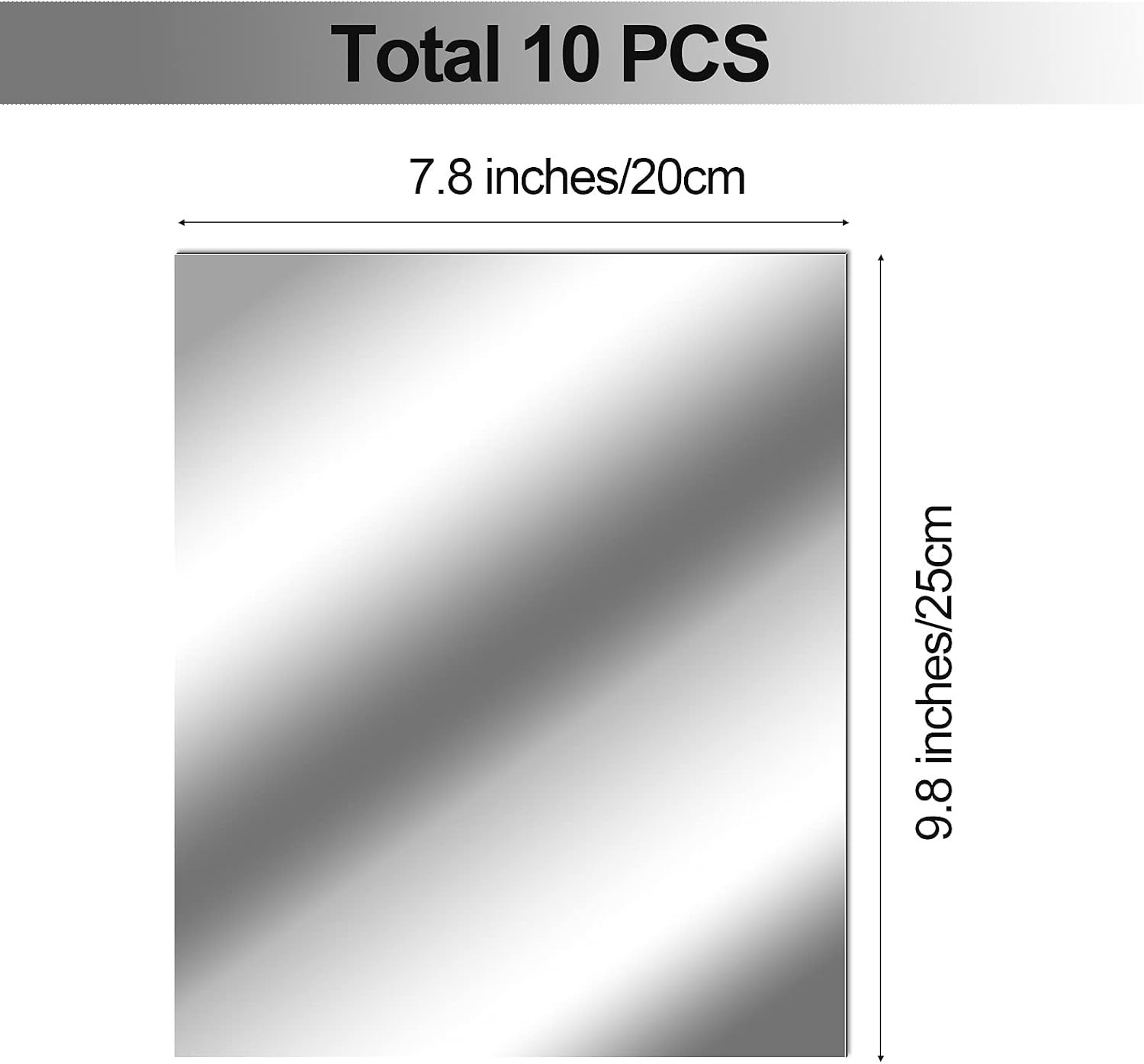 Flexible Wall-Mounted Non-Glass Mirror Tiles – 8×10 Inches in Silver Finish