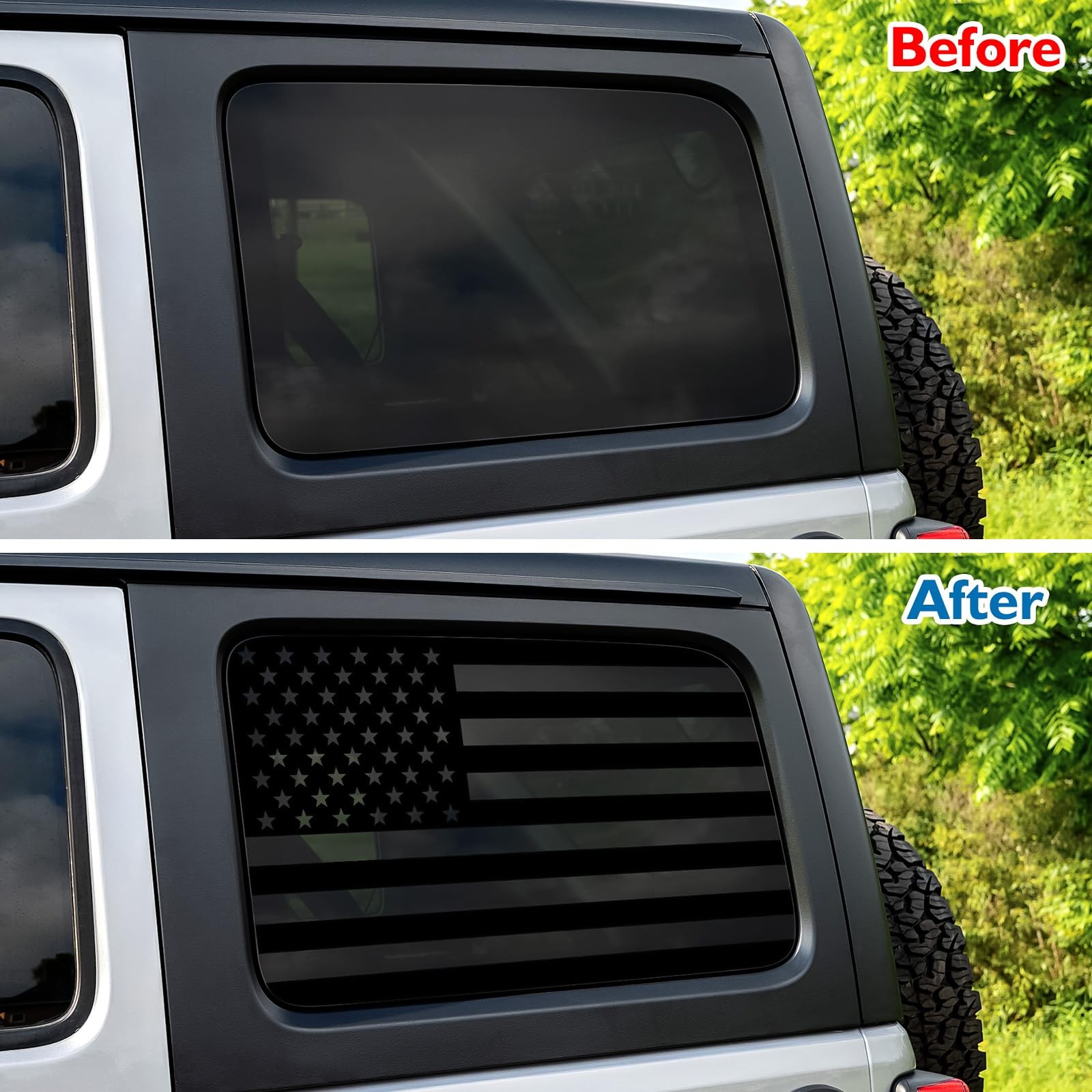 Black Rear Window American Flag Decal for Jeep Wrangler JL JLU 2018 2019 2020…