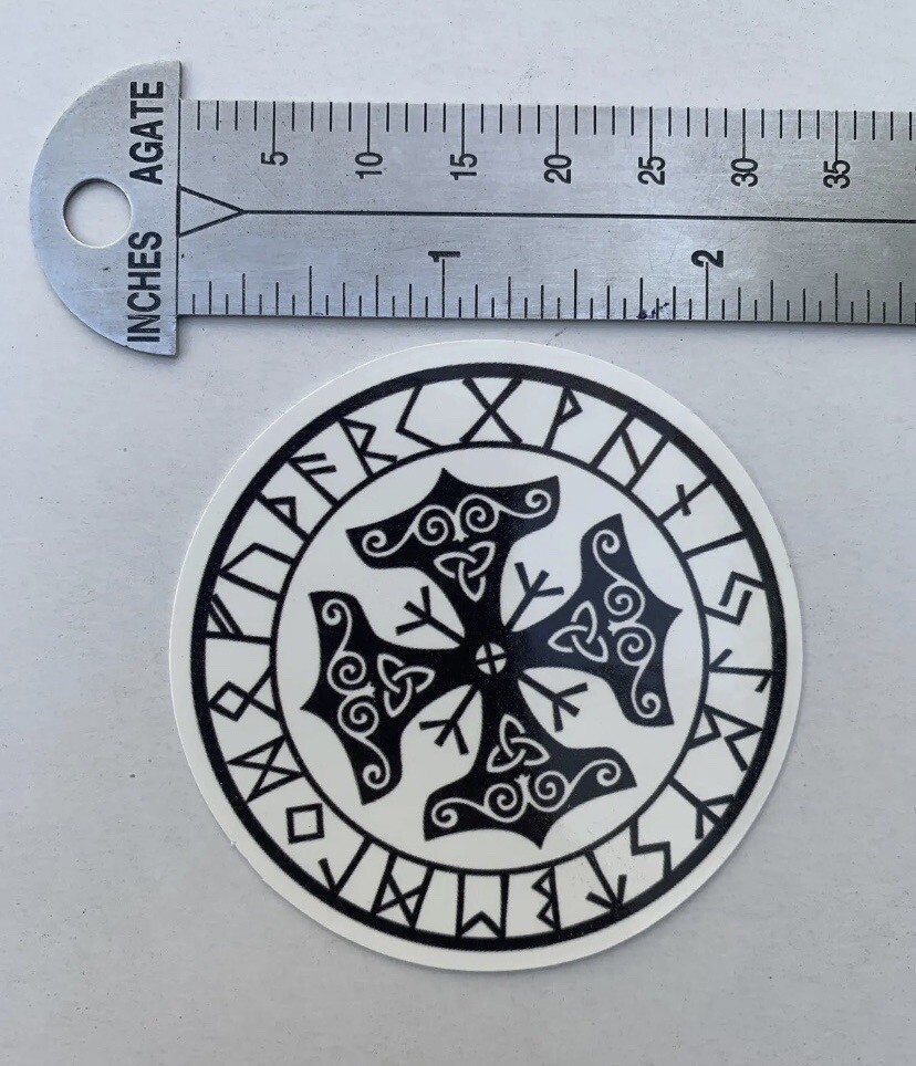 Viking Themed Sticker – Runes / Thor’s Hammer