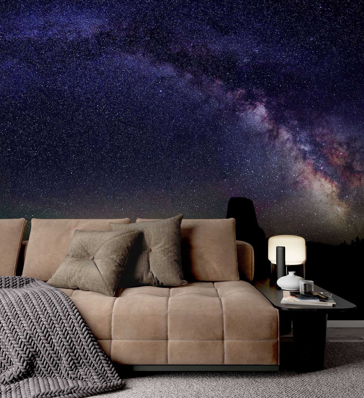 Milky Way Galaxy Stars Wall Mural. Starry Night Over Devils Tower National Monum