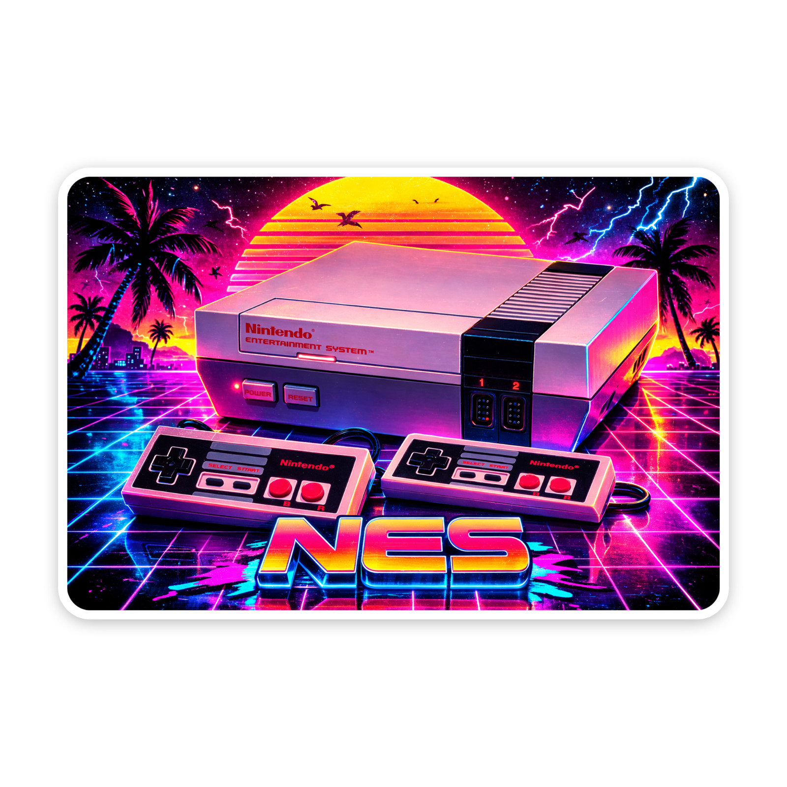 NES Retro 80s Sticker 4 inch Vinyl Decal Nintendo Gaming System Console