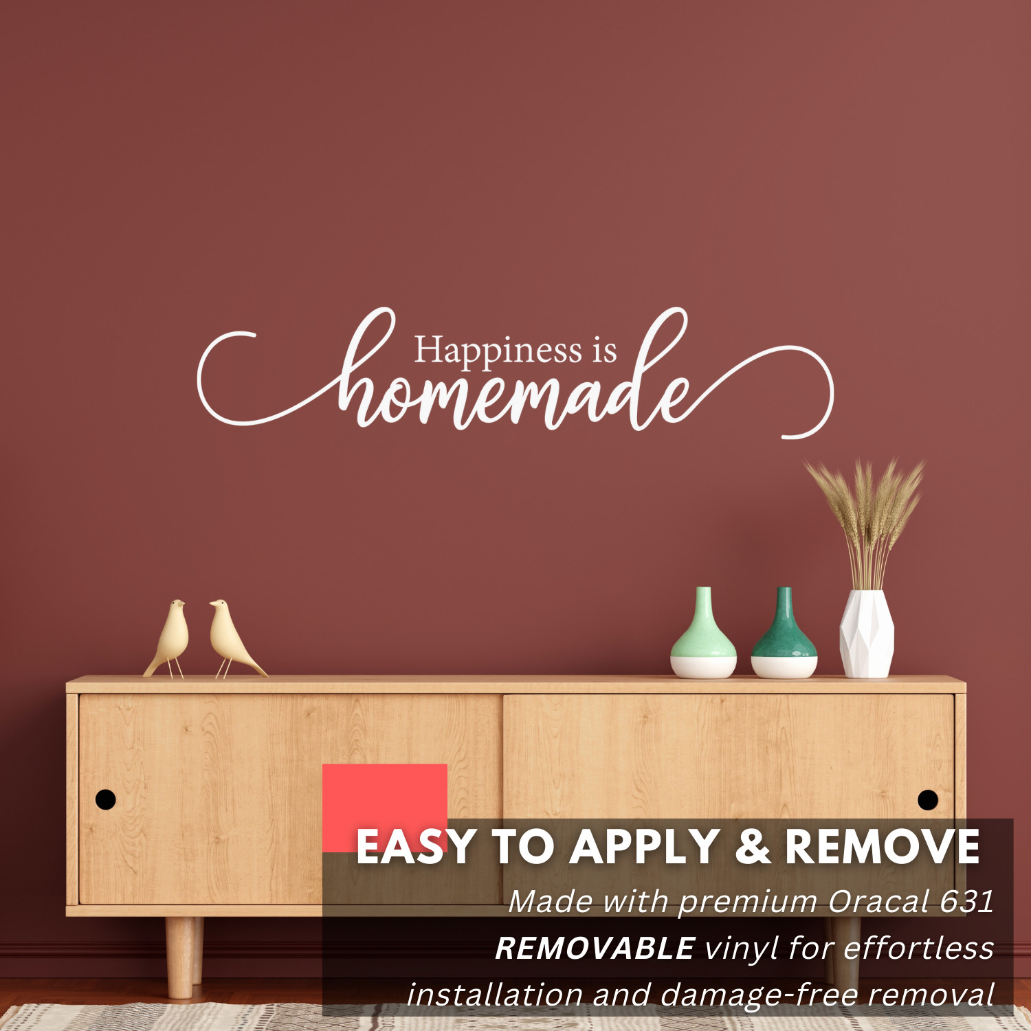 Happiness is Homemade Inspirational Love Family Wall Decal Sticker Quote