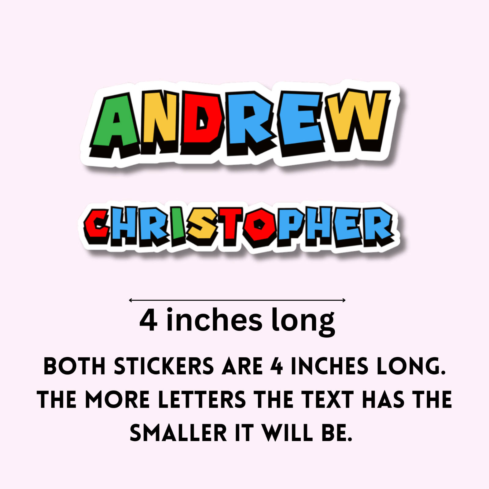 Custom Personalized Holographic Game Font Outlined Boy Girl Kids Name Sticker