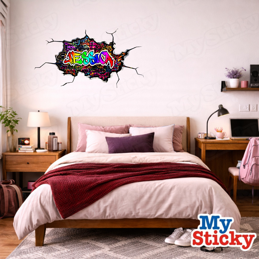 3D Graffiti Name Custom Personalized Vinyl Wall Sticker DIY Room Decor Kids New