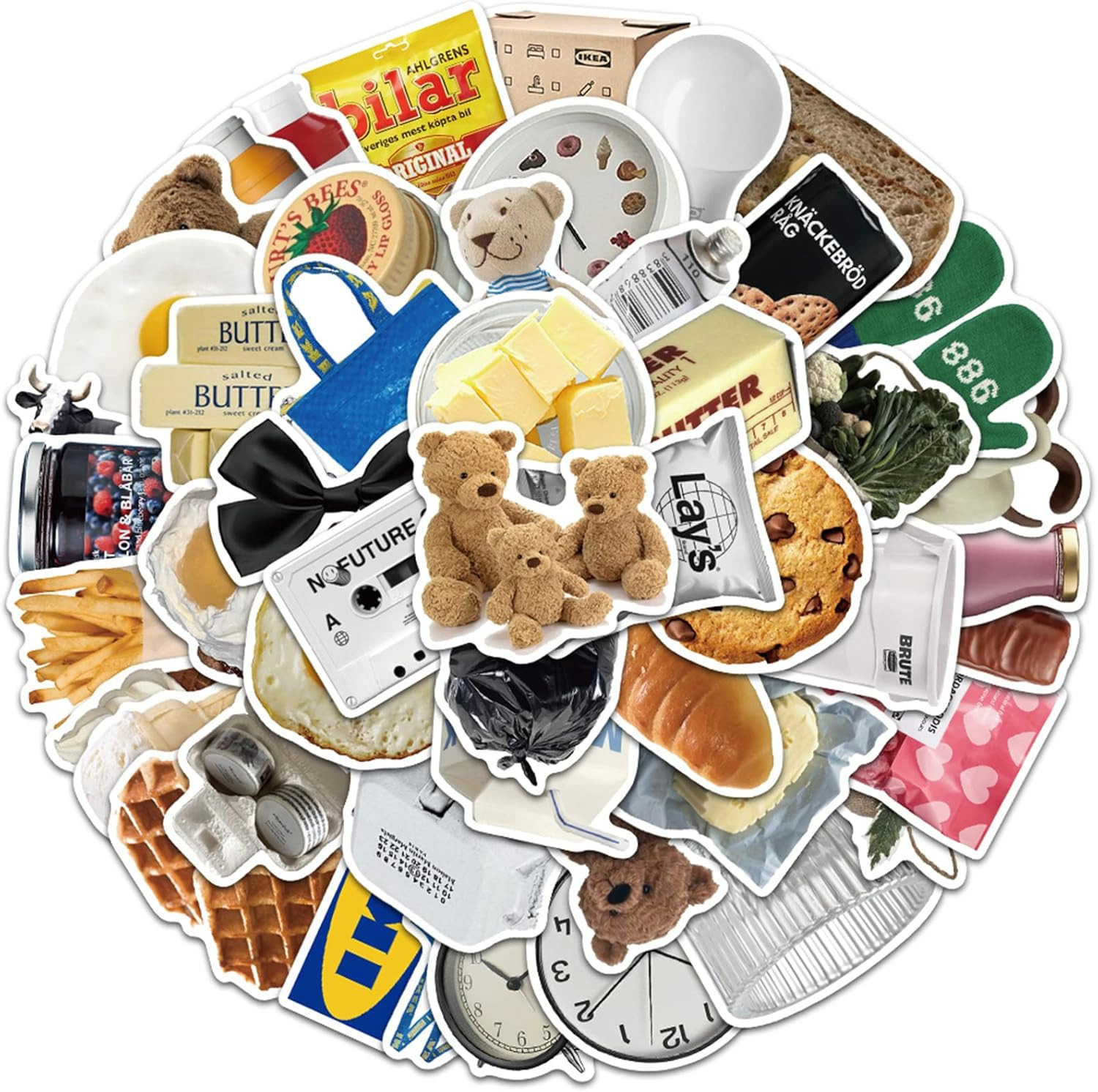Milk Cookie Stickers, 50PCS Vinyl Waterproof Decals for Home Decor