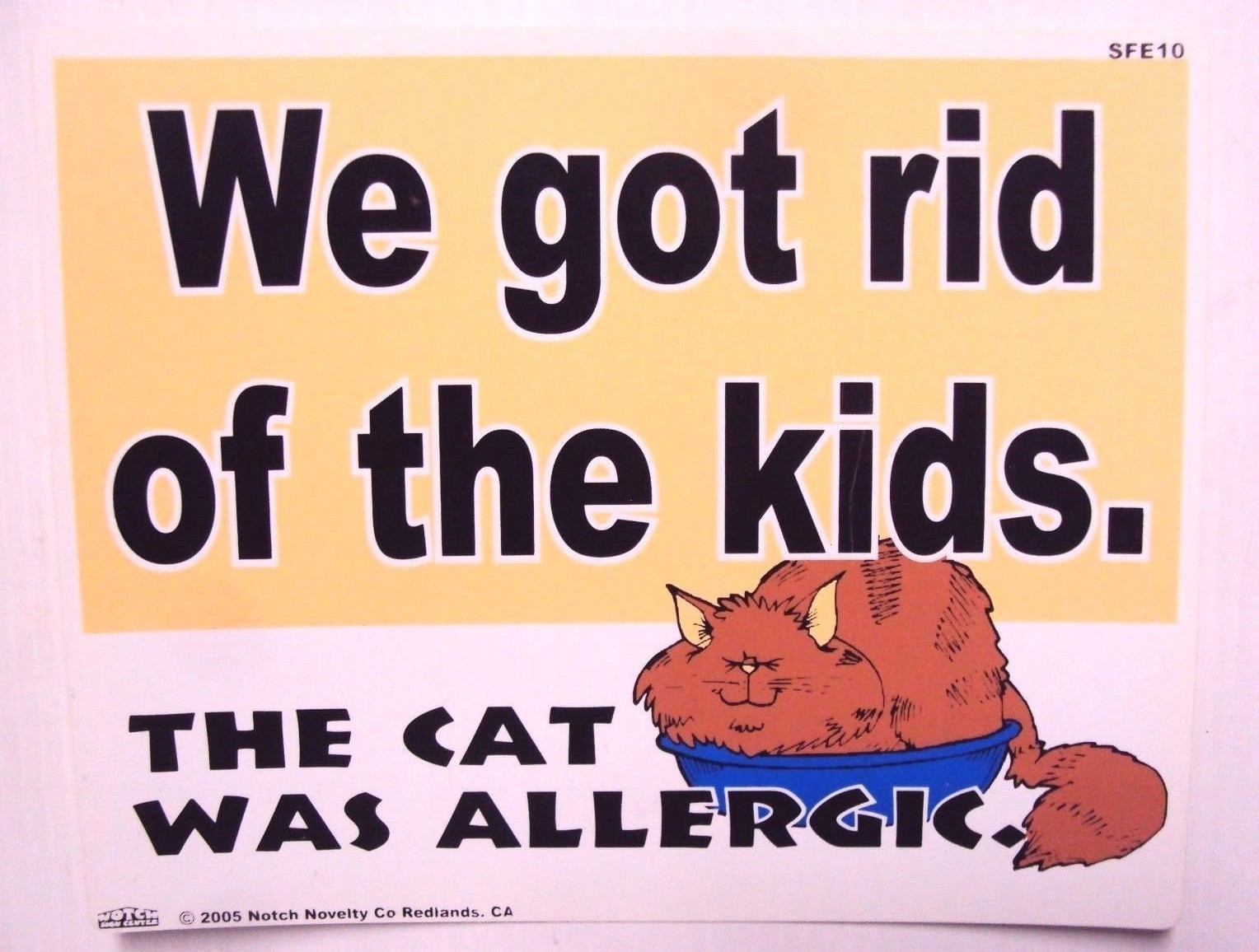 Funny Humor Bar Plastic Sign "We got rid of the kids.THE CAT WAS ALLERGIC" 8×10"