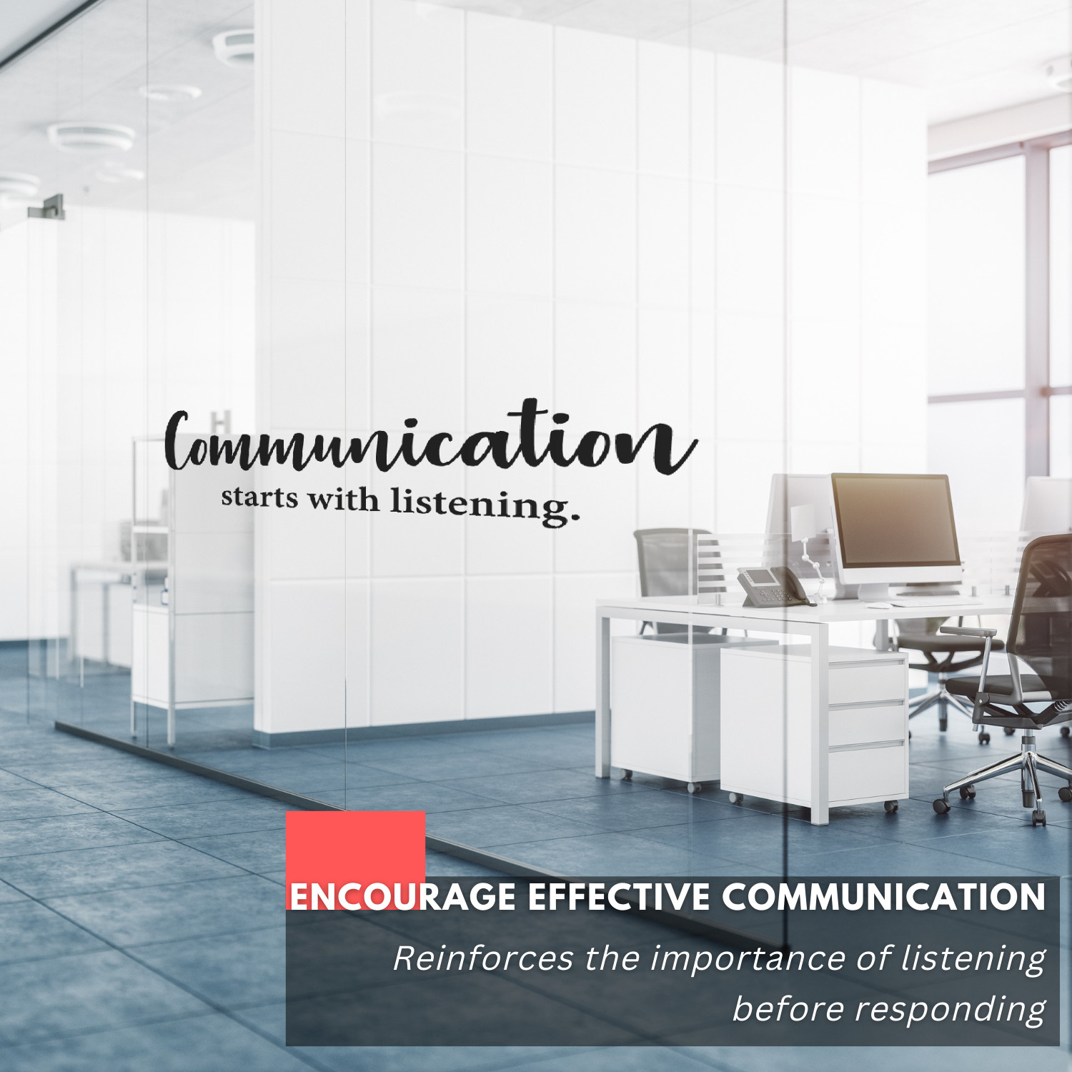 Inspirational Wall Decal – Communication Starts with Listening – Office & Home