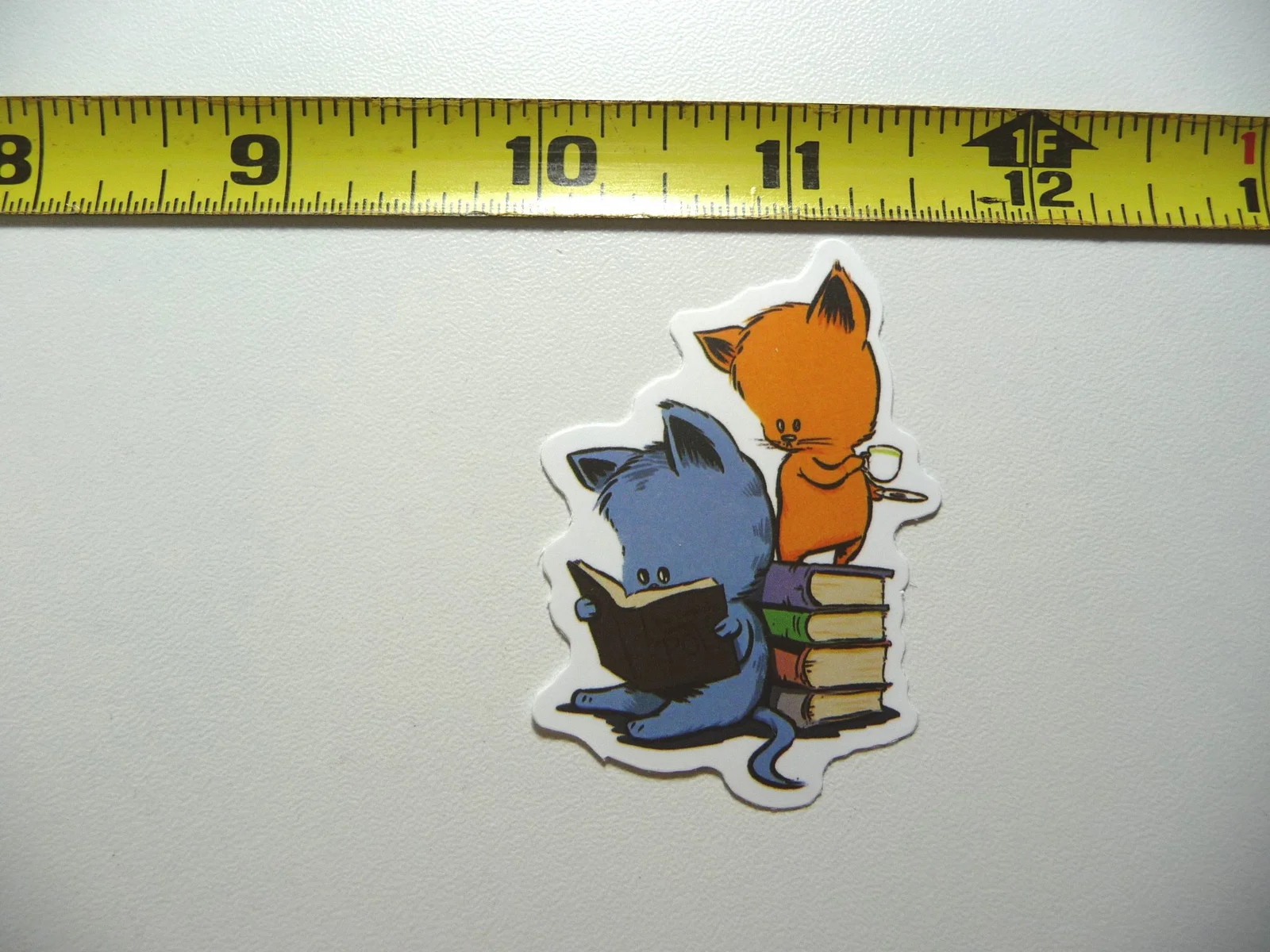 KITTENS READING BOOKS SMALL STICKER DECAL READING NOVEL LIBRARY STORY