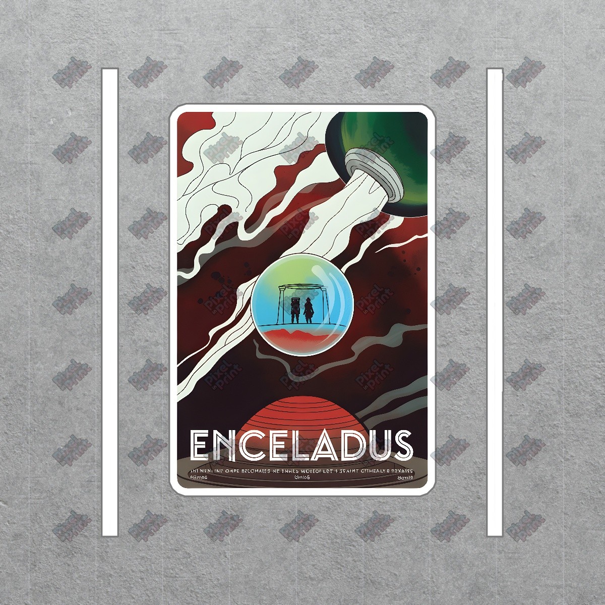 Retro Enceladus Travel Poster Vintage Sci Fi Art Space Exploration #8369