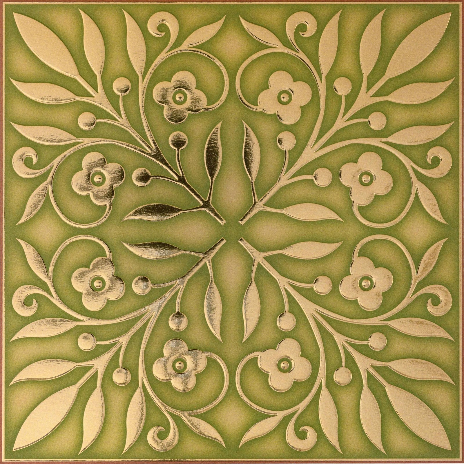 Main Street 24-Pack of 8 x 8" Wallpaper Tiles Peel and Sitck in Gold and Gree…