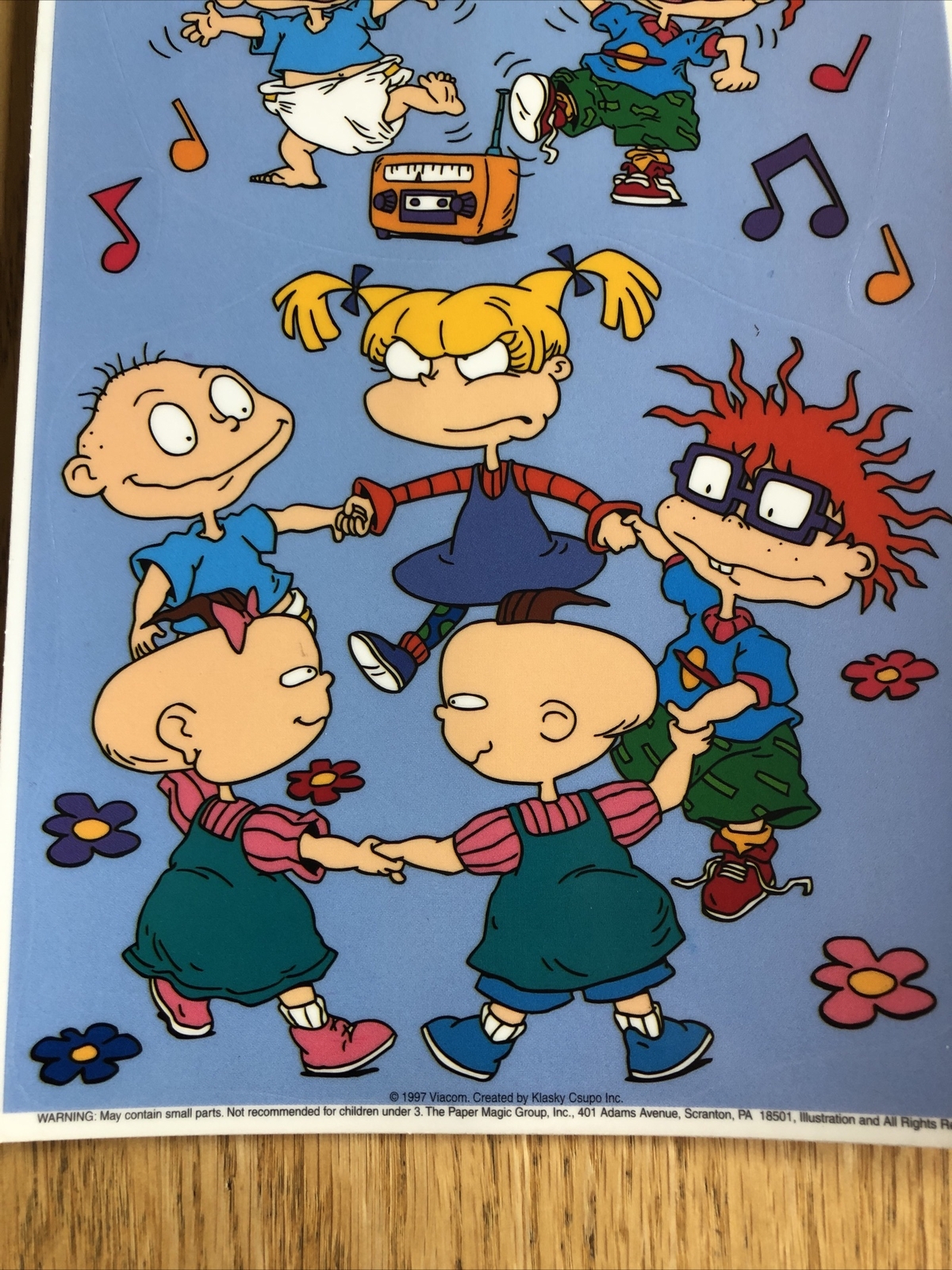 Rugrats Static Cling Window Decorations Nickelodeon Music, Kids, Dancing 1997