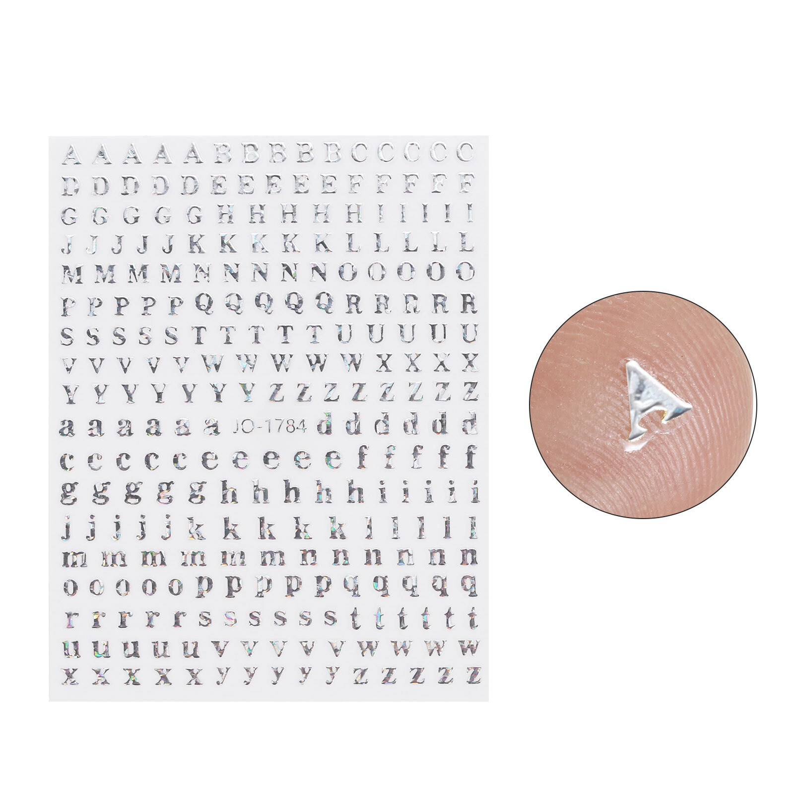 6 Sheets Letter Nail Stickers Self-Adhesive Alphabet Nail Stickers DIY Silver
