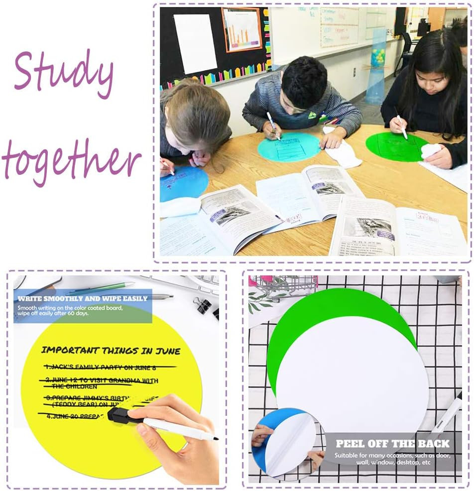 8 Pack 11" Dry Erase Dots – Colorful Vinyl Circle for Teaching & School Training