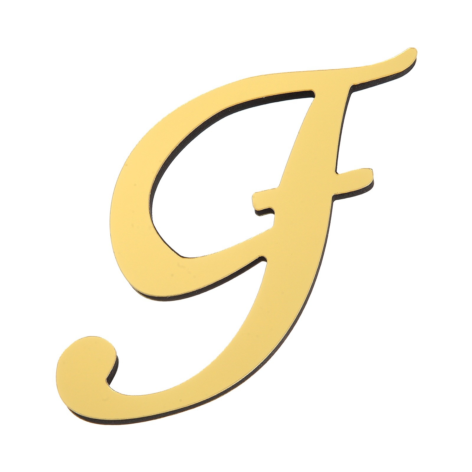 3D Acrylic Alphabet Mirror Wall Sticker Letter F for Home, Light Gold