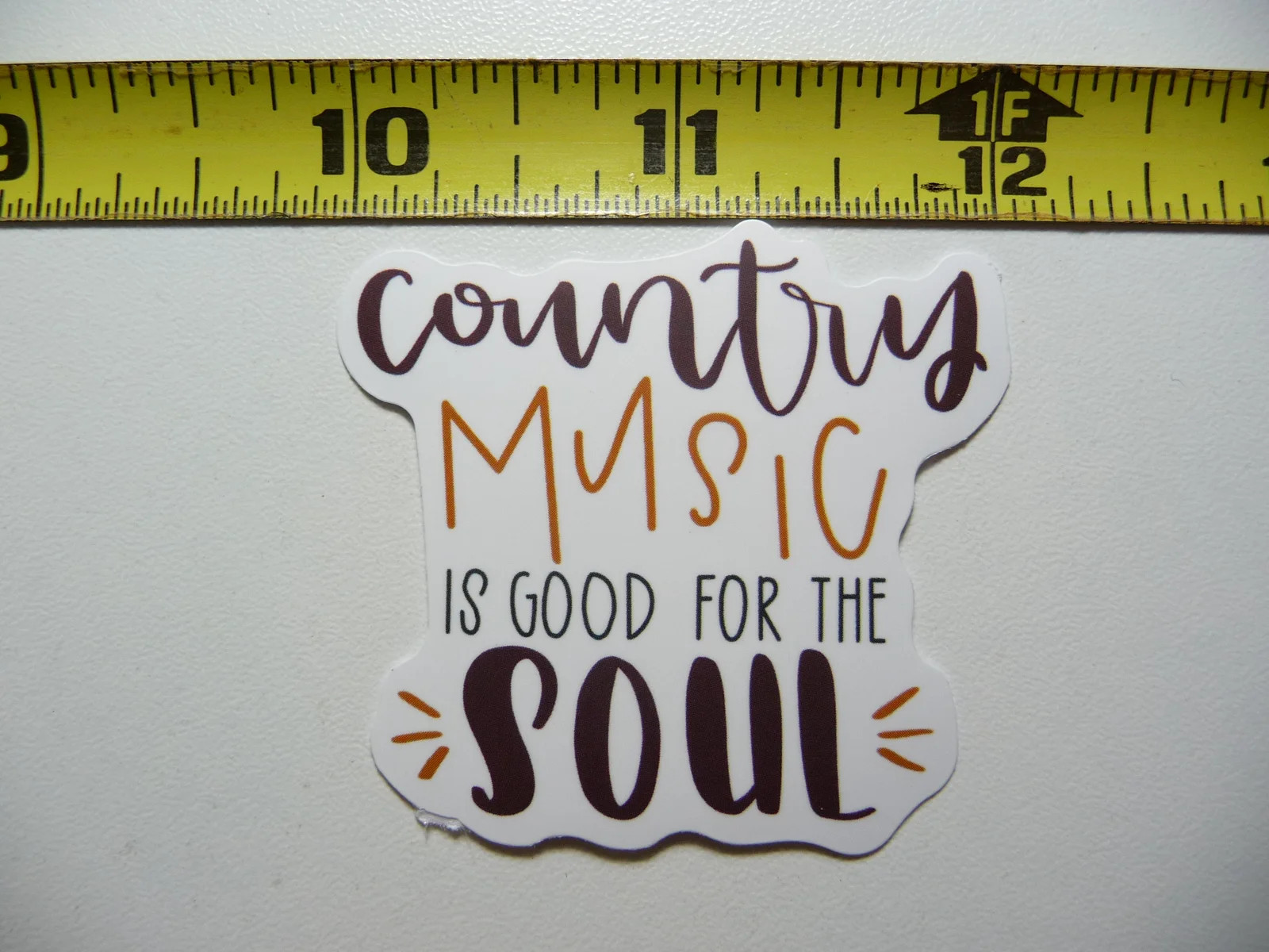 COUNTRY MUSIC IS GOOD FOR THE SOUL CURSIVE SMALL STICKER DECAL FAN BAND DANCE