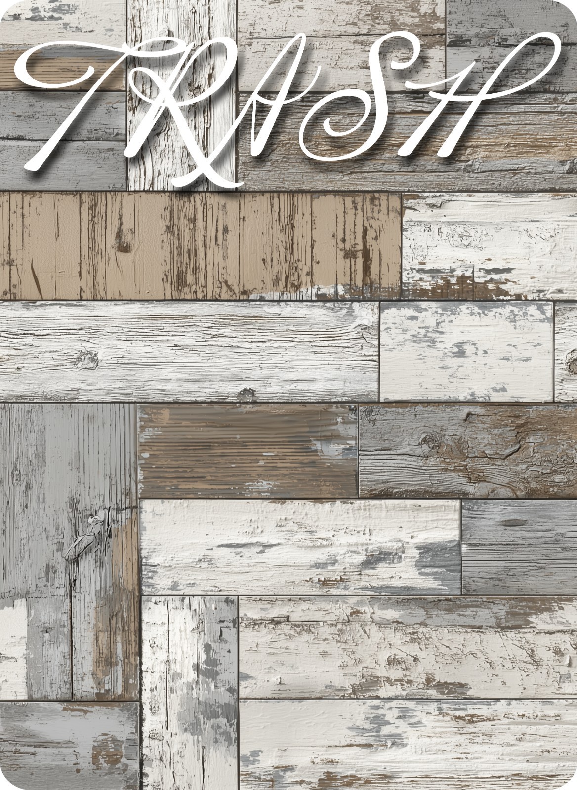Rustic Shiplap Trash Can Fabric Decal Protective Wall Guard Sticker Kitchen