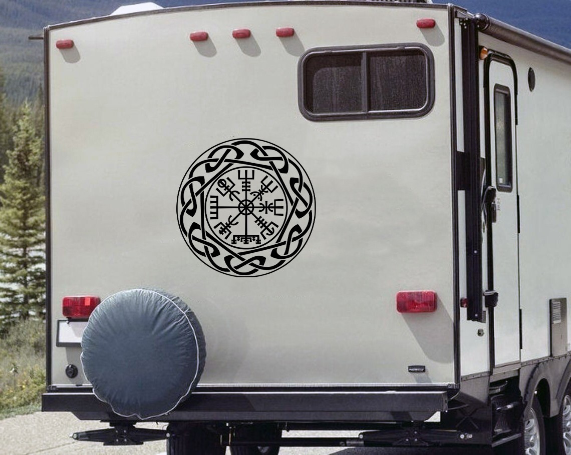 Celtic Knot Circle with Viking Compass Vinyl Decal | Vegvisir Norse Nordic Myth