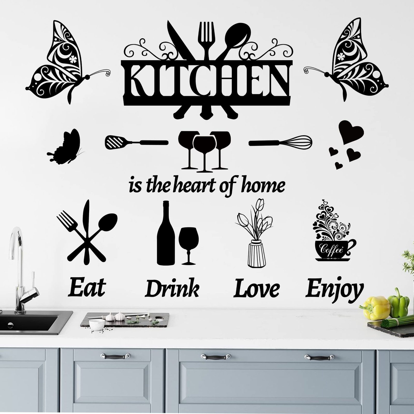 Large Kitchen Wall Decals Quotes The Kitchen is The Heart of Home Sign Decor