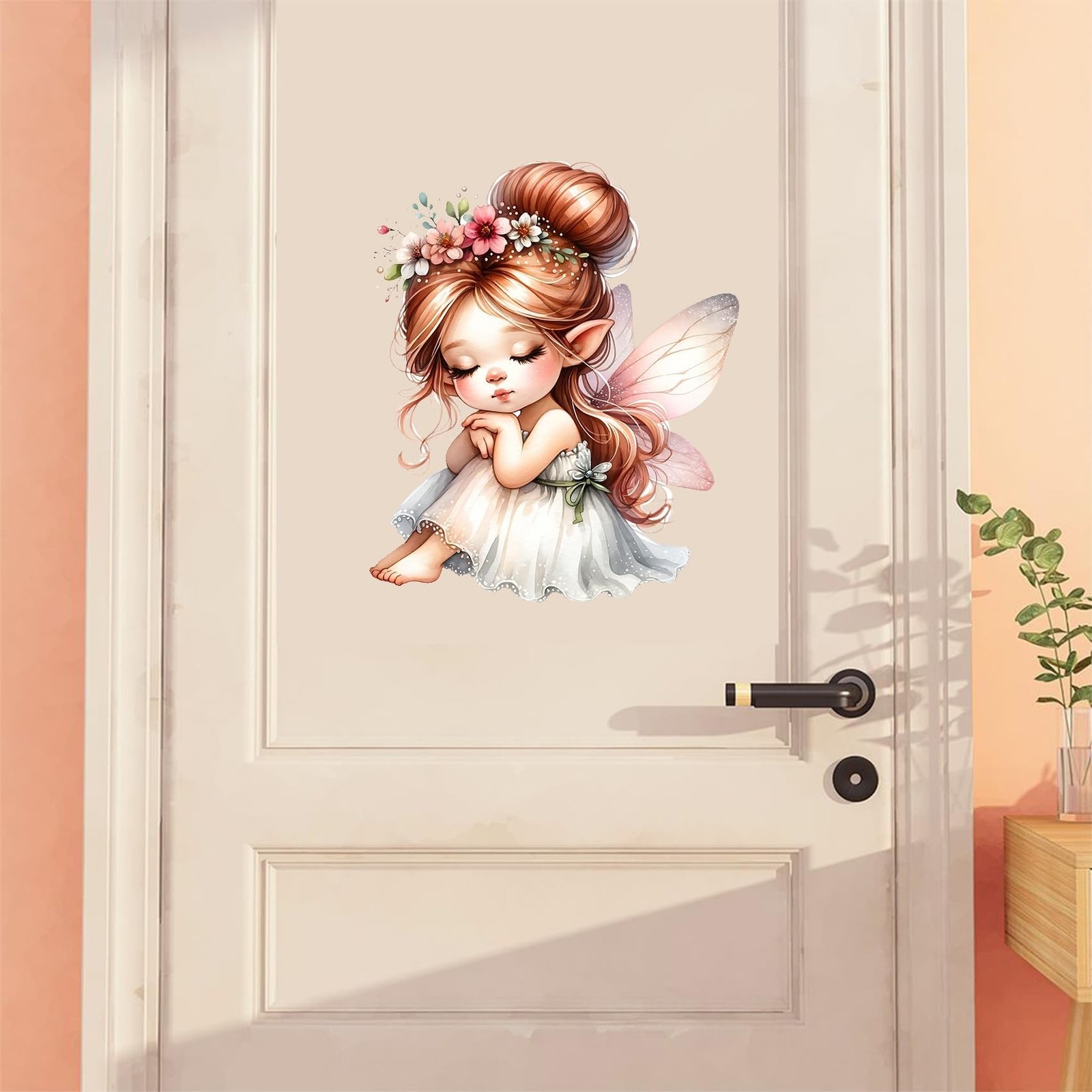 Butterfly Girl Wall Stickers Flower Fairy Wall Decal Cute Baby Room Decor Gir…