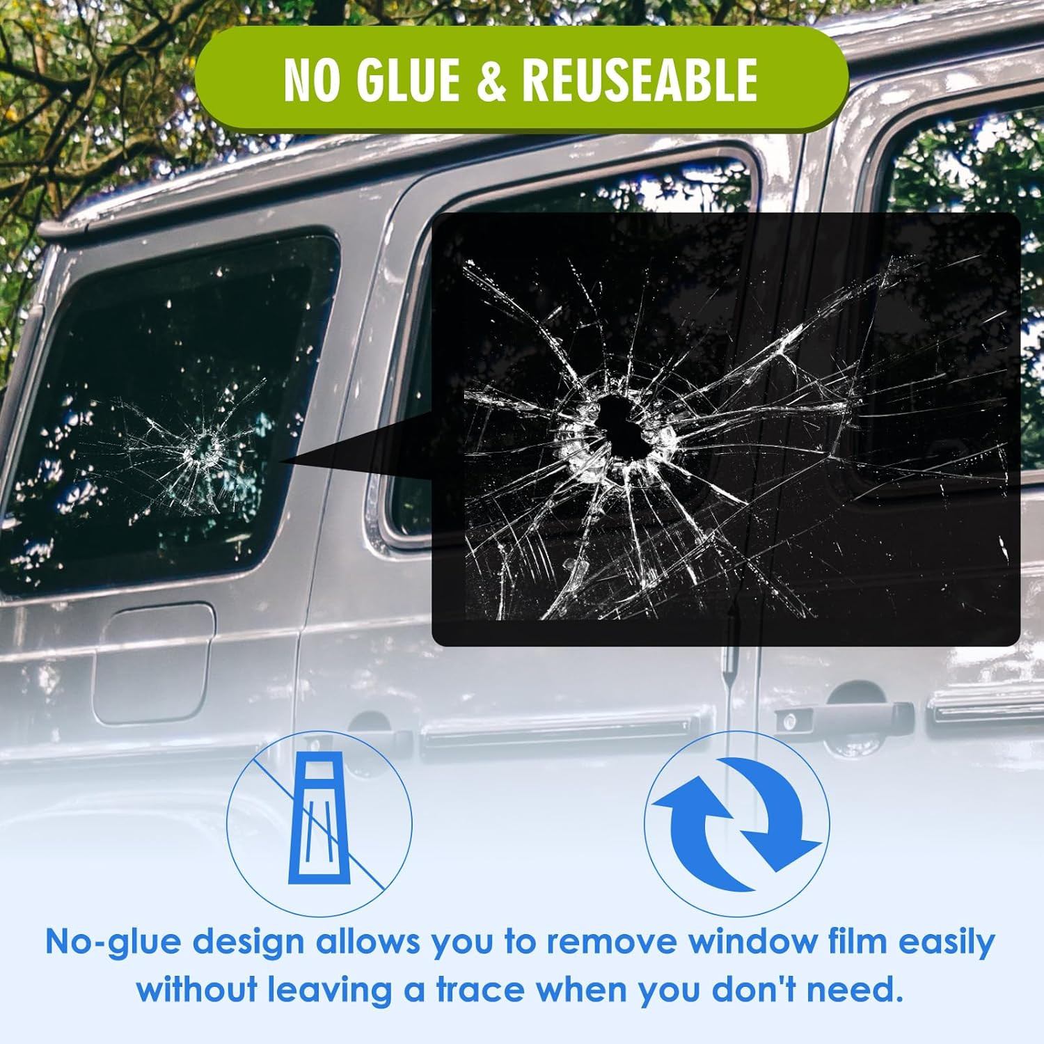 7.5" Broken Glass Decal – 3 Pack Waterproof Reusable Broken Screen Prank Sticker