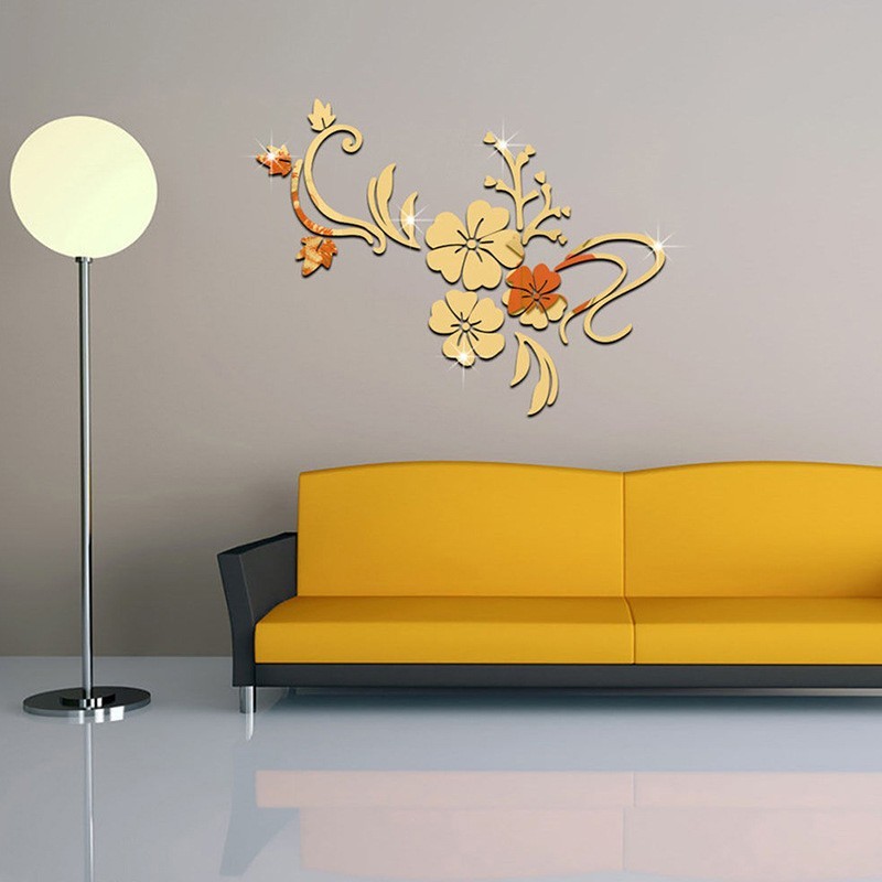 1pc DIY 3D Mirror Wall Sticker Flower Shape Acrylic Removable Home Room Decor
