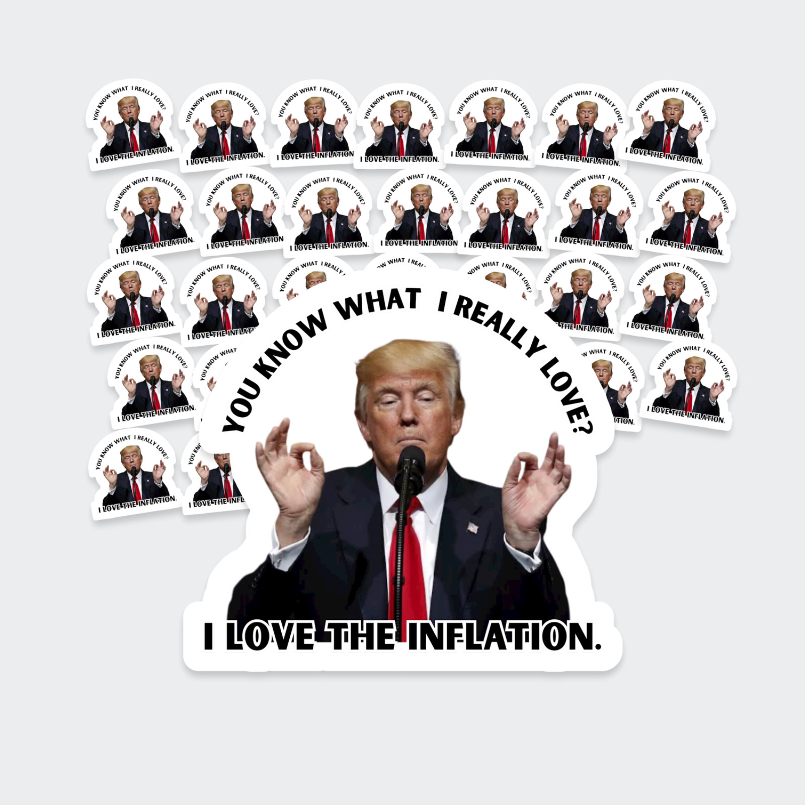 Trump Sticker Pack I Love The Inflation, 25 pcs Waterproof Glossy Decals 1.5"