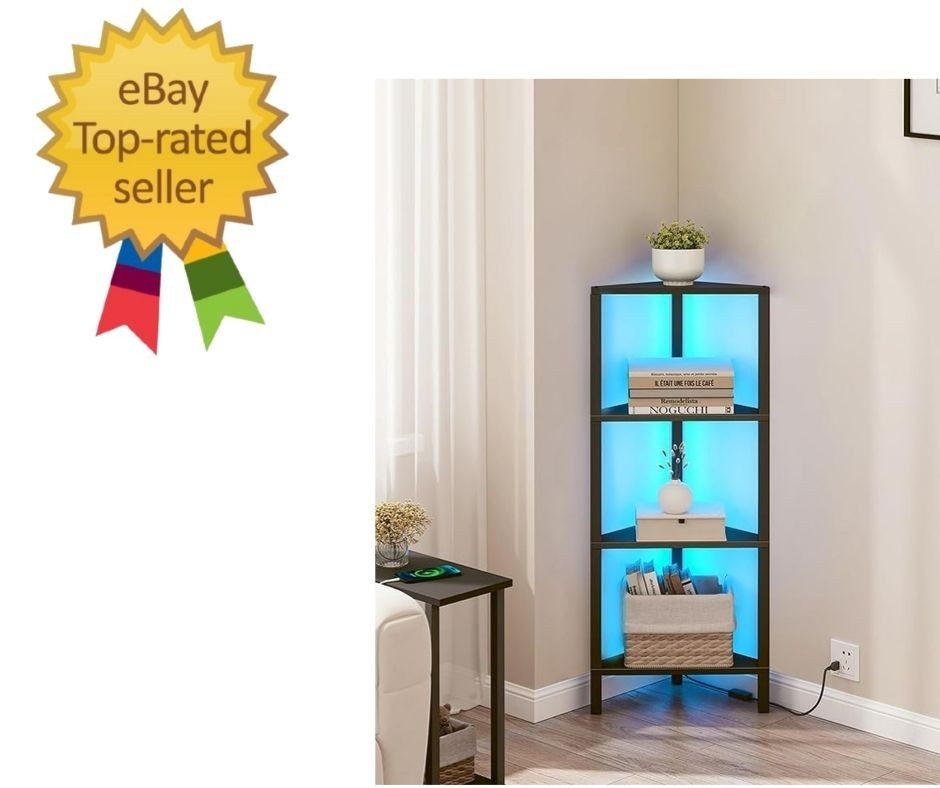 Corner Shelf, 4-Tier Corner Bookshelf for Small Space, Narrow Display Corner …