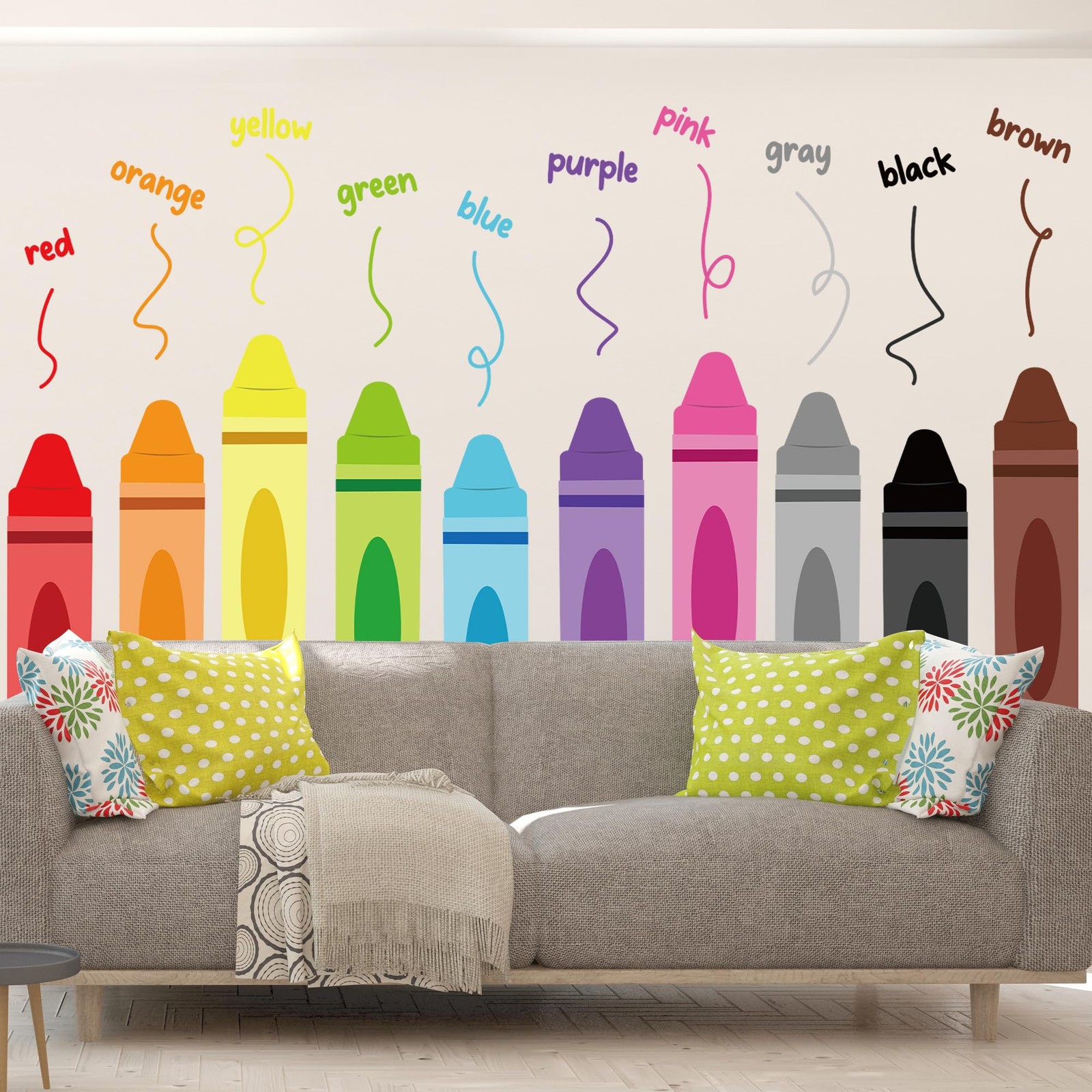 Colorful Crayon Wall Decals Color Crayon Wall Stickers Peel and Stick Crayons…