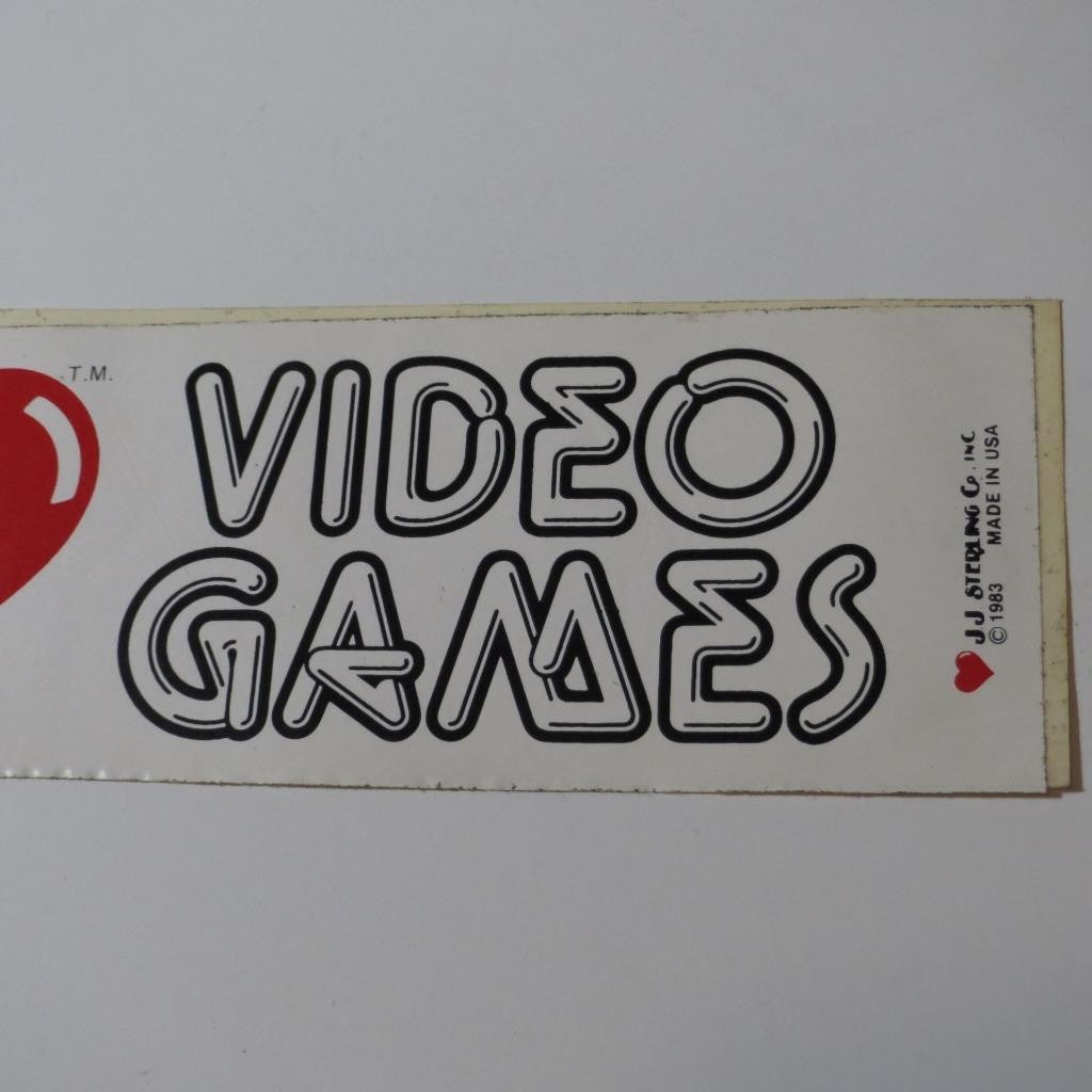 I Heart Love Video Game 1983 Vintage 80s Bumper Sticker Decal Atari Commodore 64