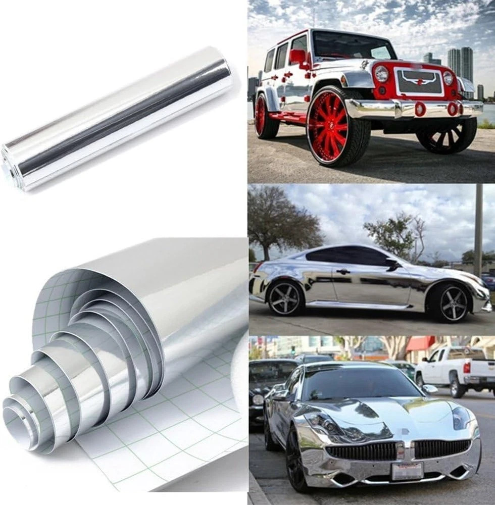 Self-Adhesive Chrome Silver Vinyl Wrap 15"x60" Mirror Finish Car & DIY Film
