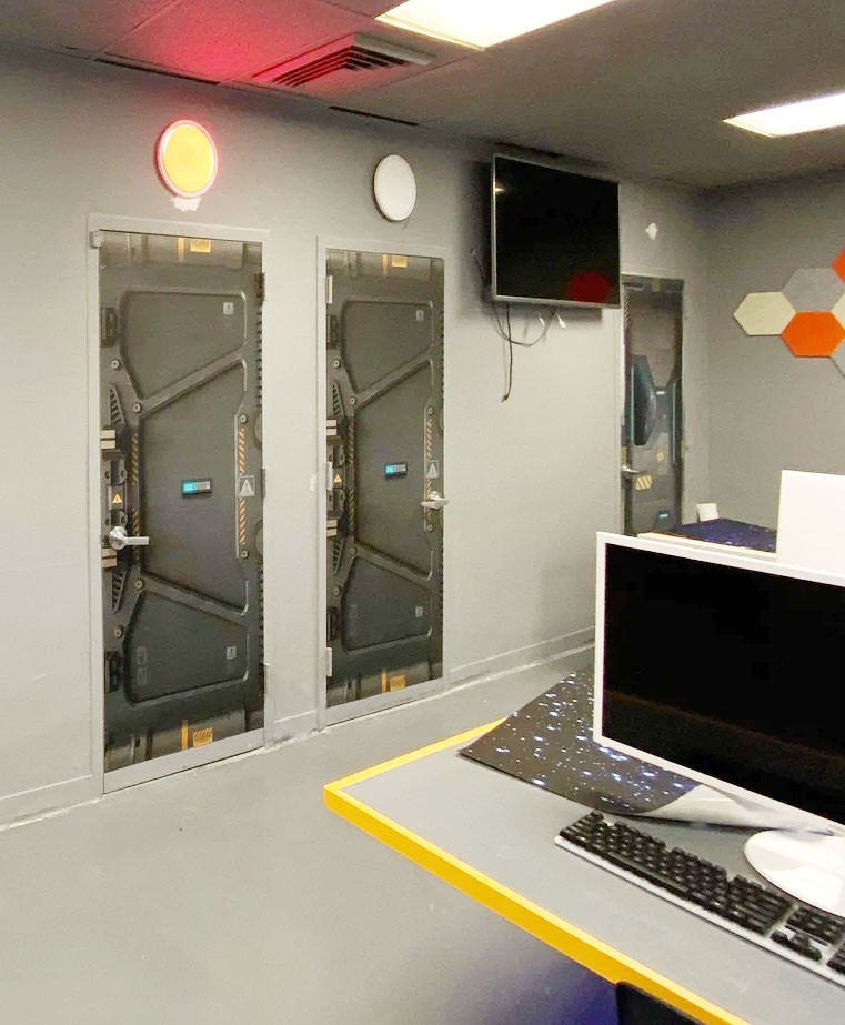 Door Wrap – Futuristic, Sci Fi Gate, Self-adhesive Laminated Mural. 1 piece