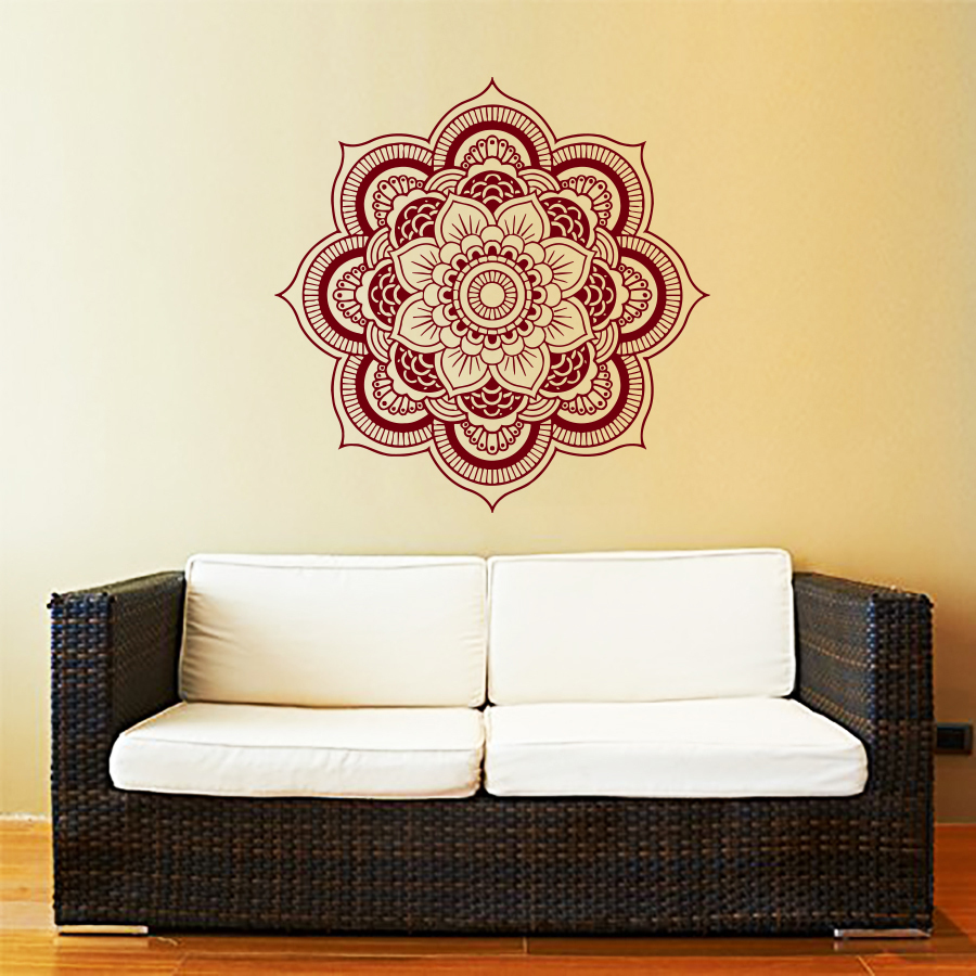 Mandala Wall Decal Yoga Vinyl Sticker Decal Namaste Lotus Home Decor Boho ZX159