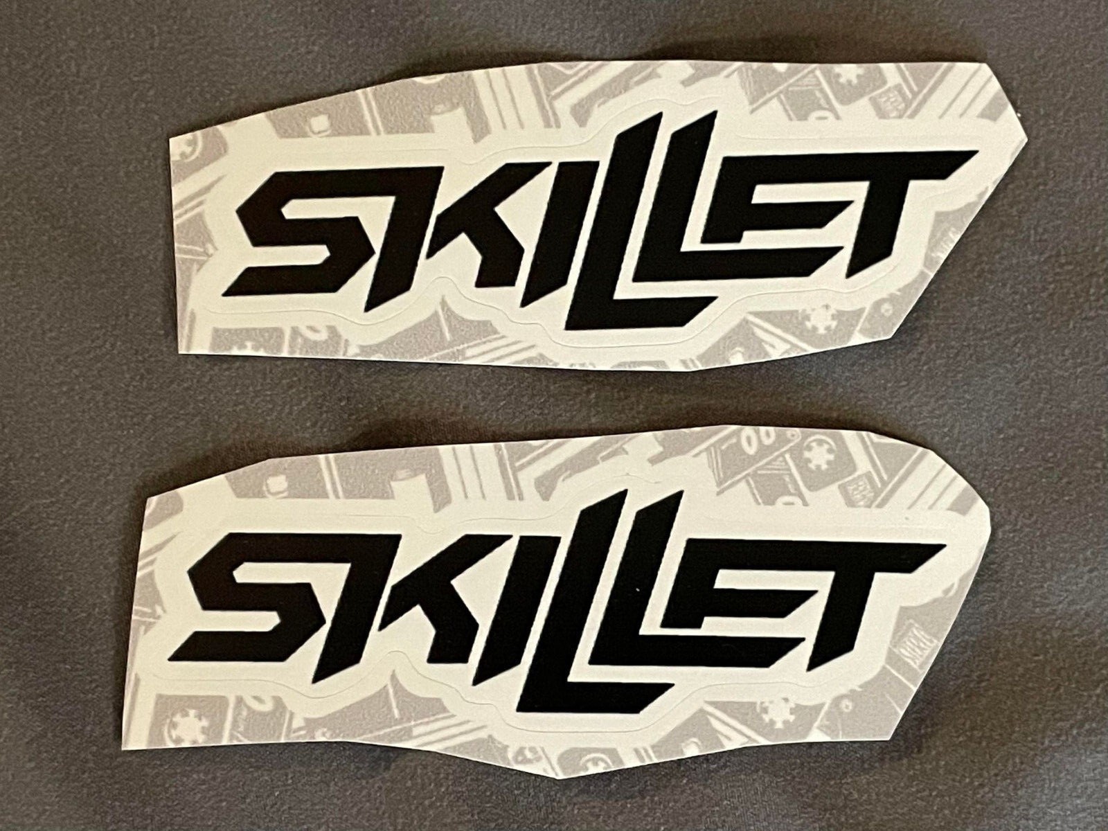 Lot (2) SKILLET 1" x 3 3/4" Band Logo STICKERS Black FAST! FREE SHIP! COOPER