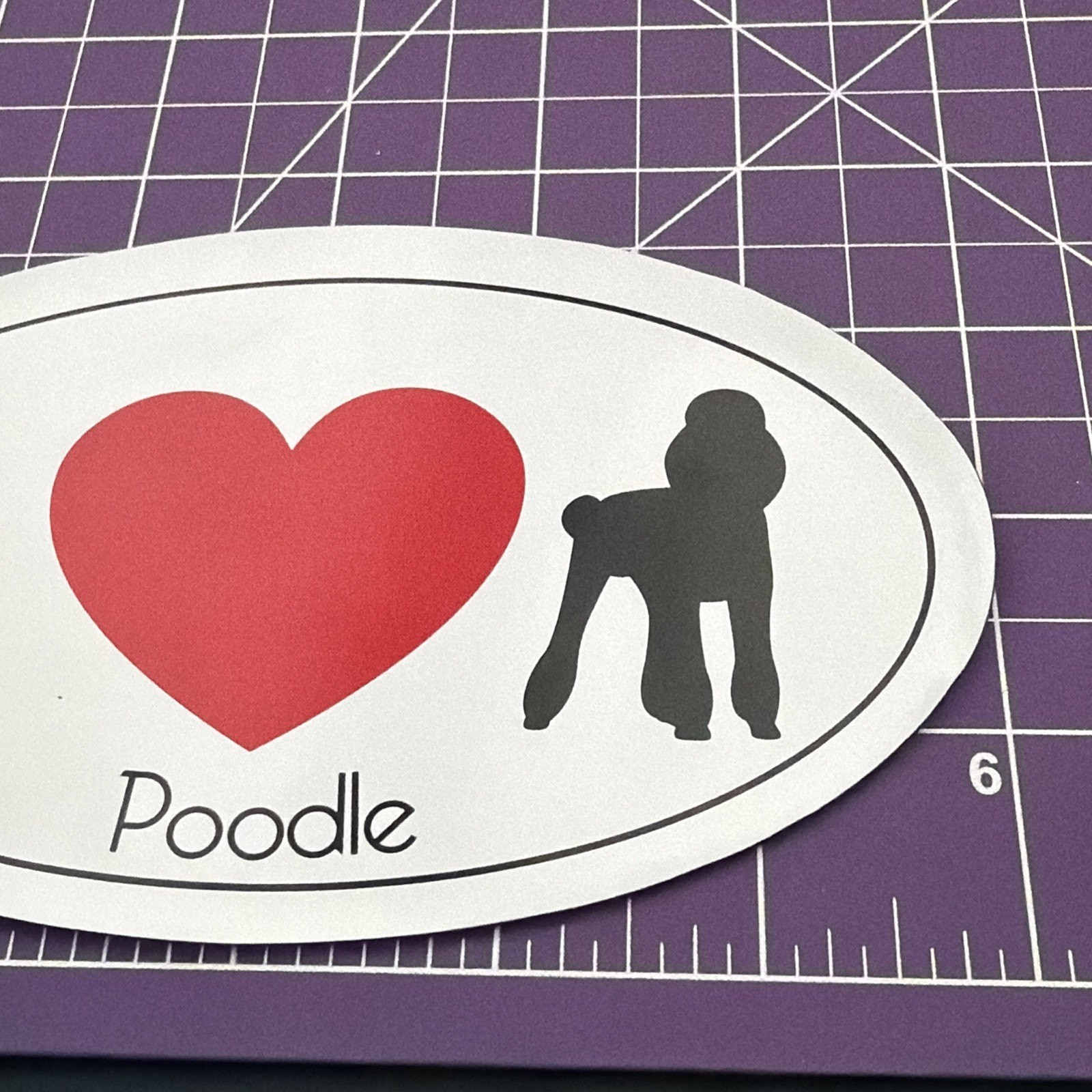 I Love Poodle Refrigerator Magnet-6” X 3.5” Oval-Black French Poodle