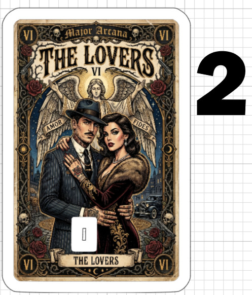 Gangster THE LOVERS Tarot Card Credit Debit ATM Skin Sticker Psychic Gift Gun