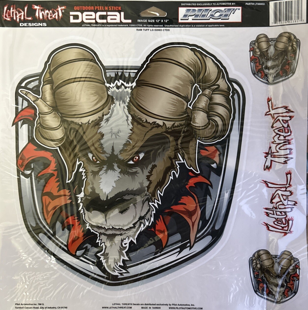 NEW LETHAL THREAT RAM TUFF DECAL STICKER 12”x12” Vinyl Weatherproof
