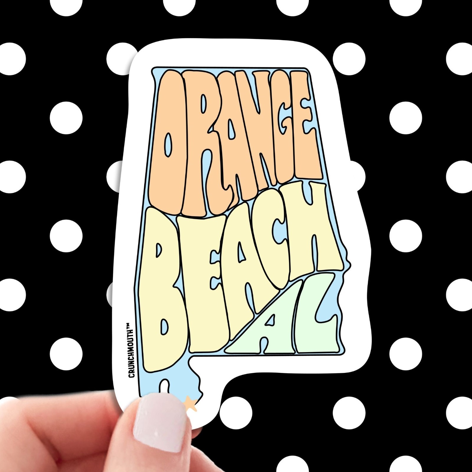 Orange Beach AL Waterproof Vinyl Sticker For Laptop, Water Bottle, Car, Cooler